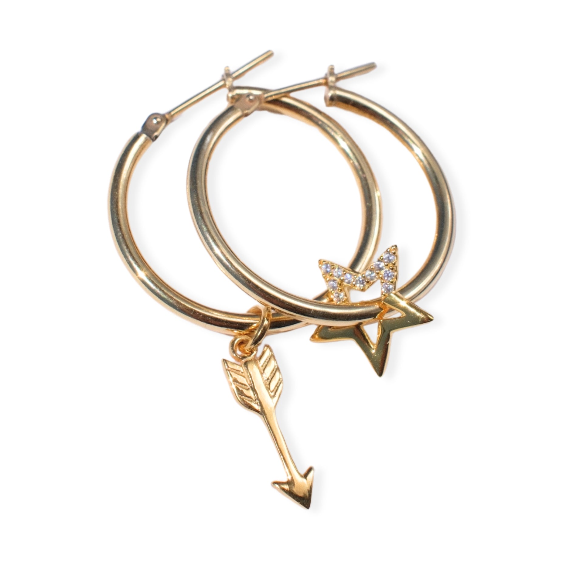 Small Hoops Gold - Star Struck gold charms