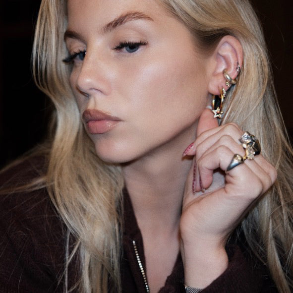 Small Hoops Gold - Star Struck silver charms
