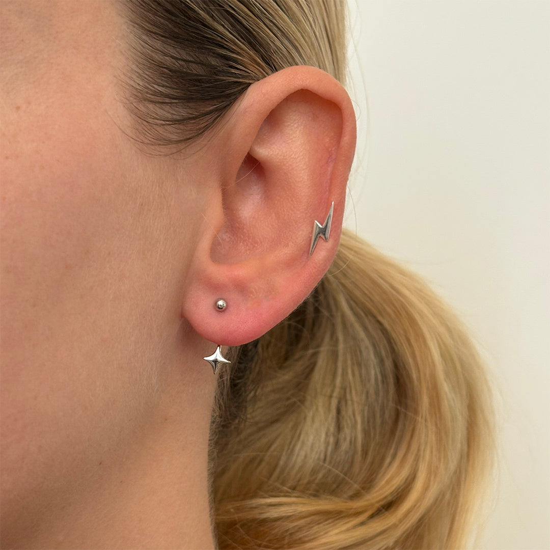 Silver Celestial Barbell earrings