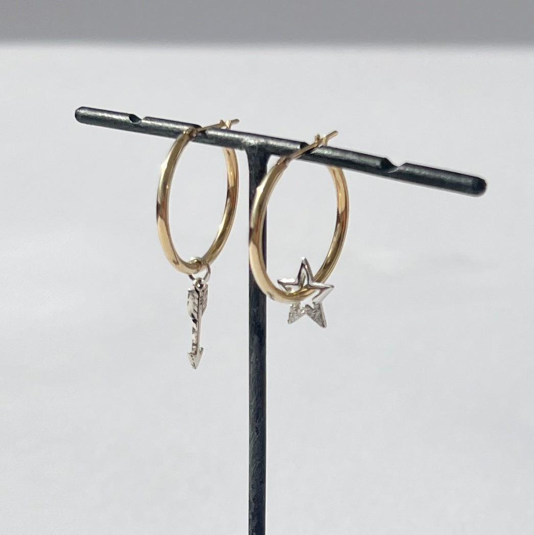 Small Hoops Gold - Star Struck silver charms