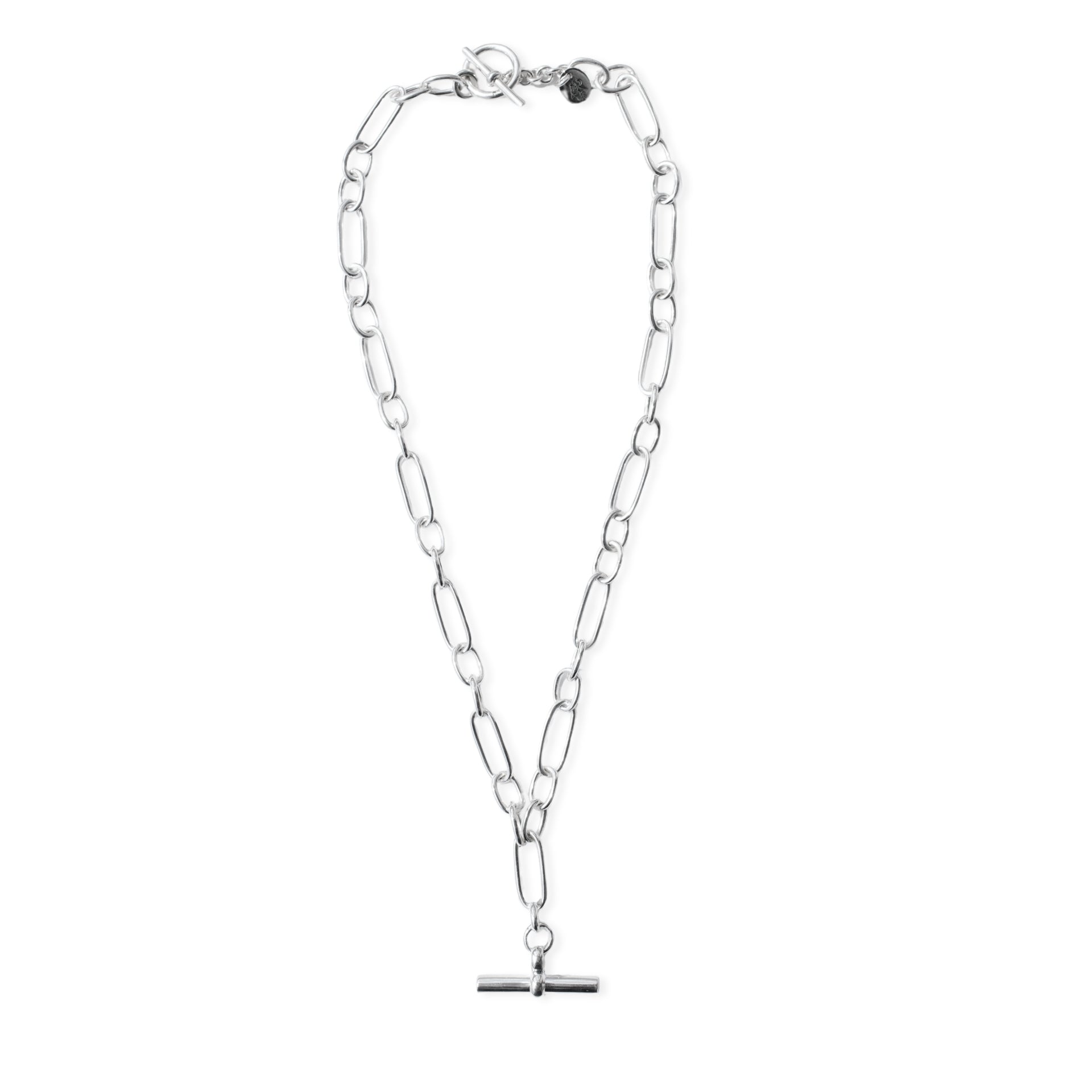 Silver T-Bar Link Chain Necklace