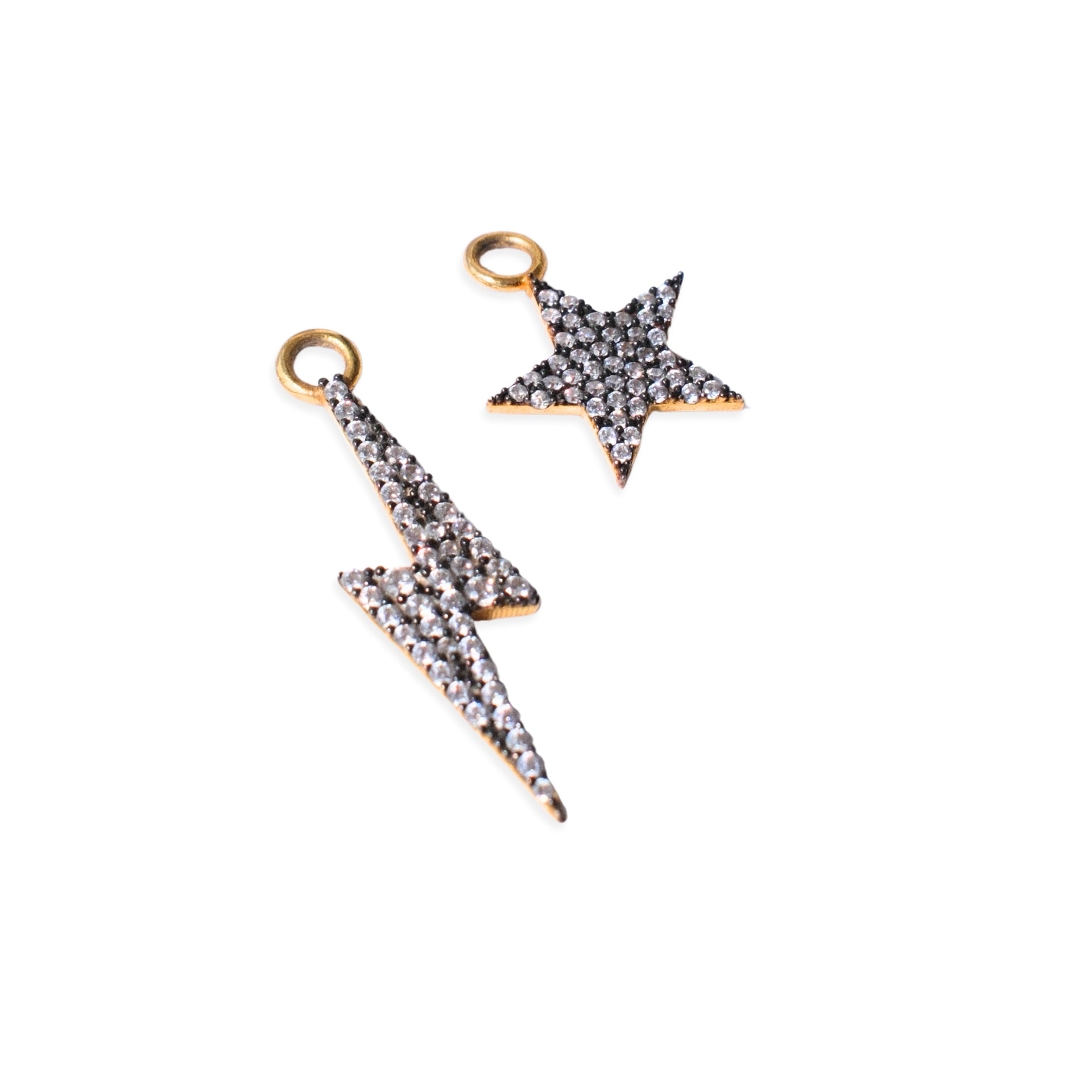 Large Hoop Charms - Cosmic Grey diamanté