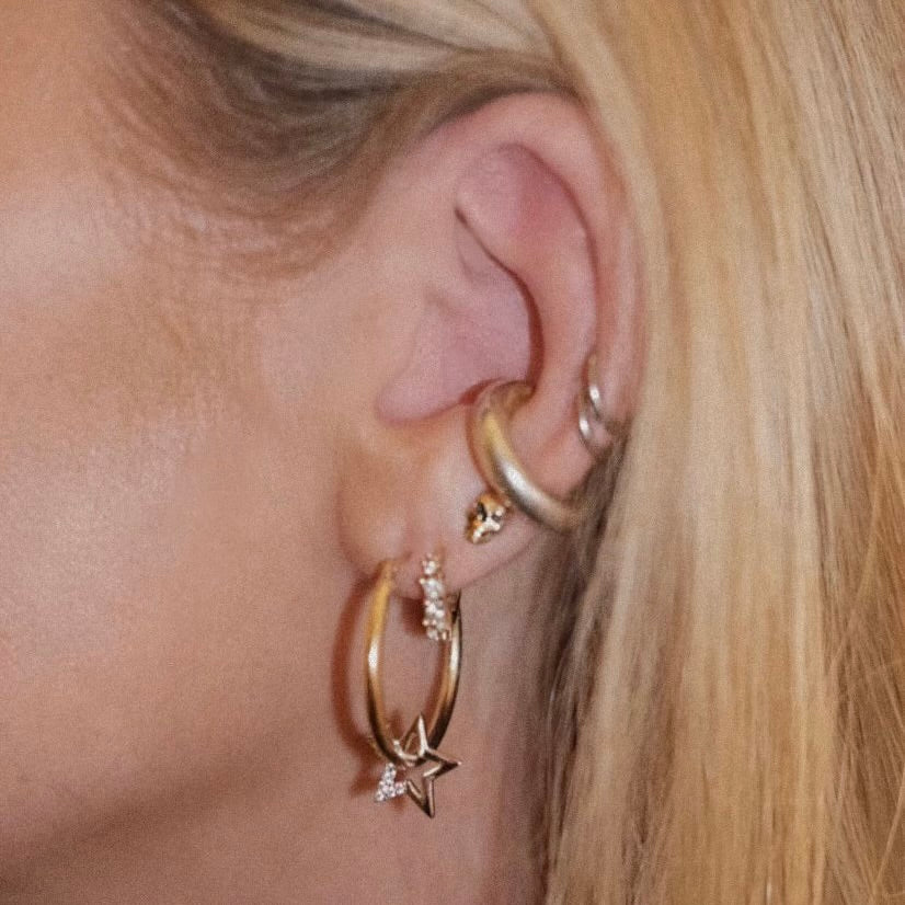 Small Hoops Gold - Star Struck silver charms
