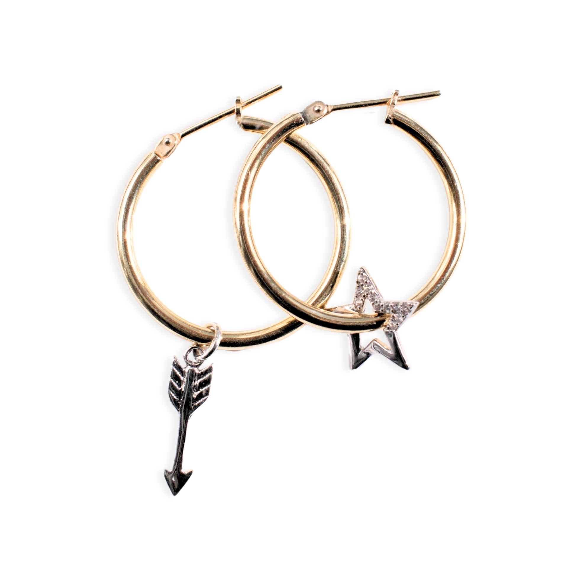 Small Hoops Gold - Star Struck silver charms