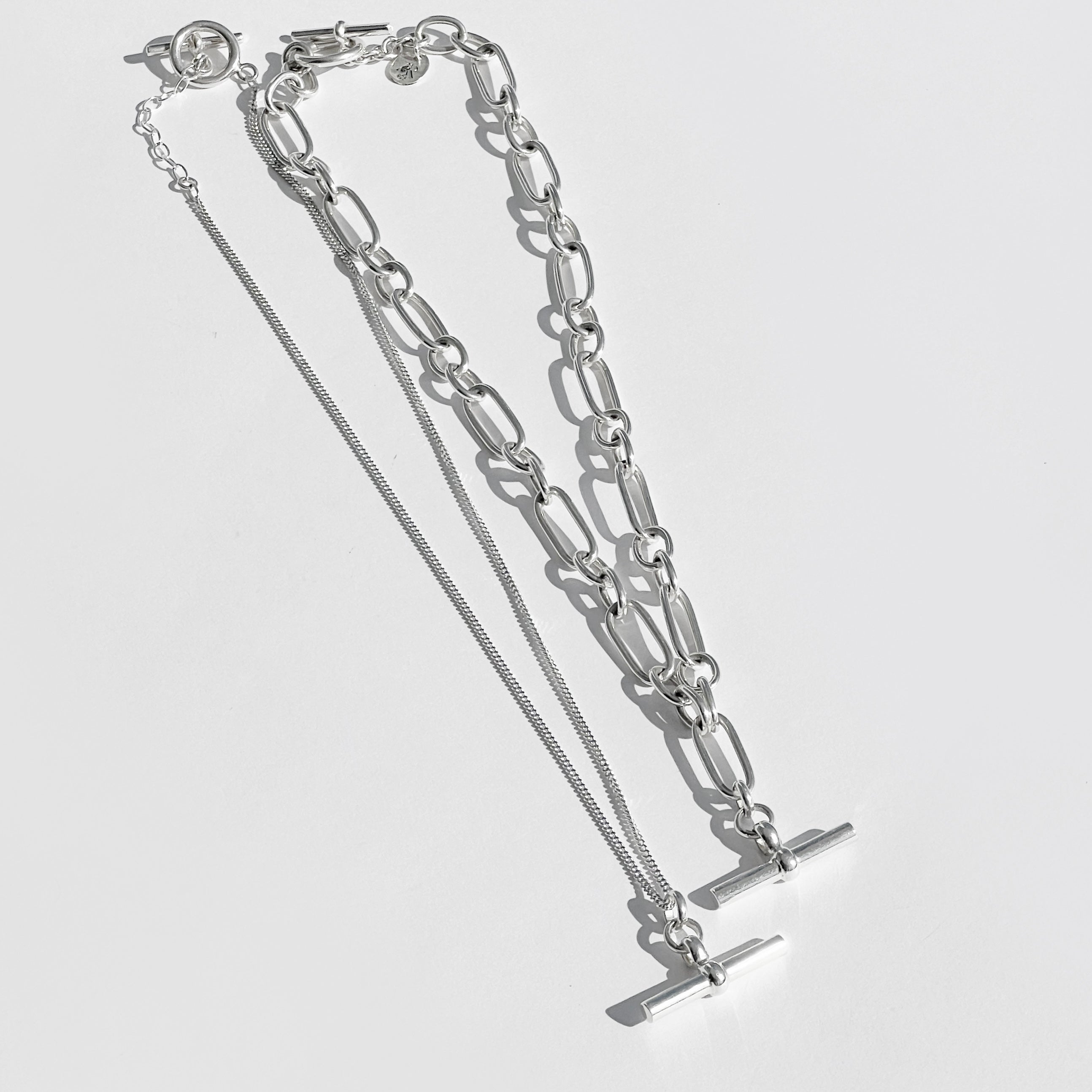 Silver T-Bar Link Chain Necklace