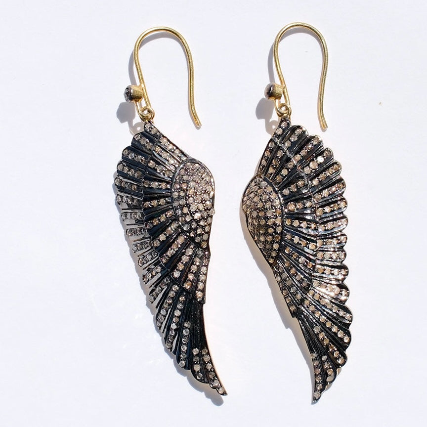 Diamond Large Angel Wing Earrings