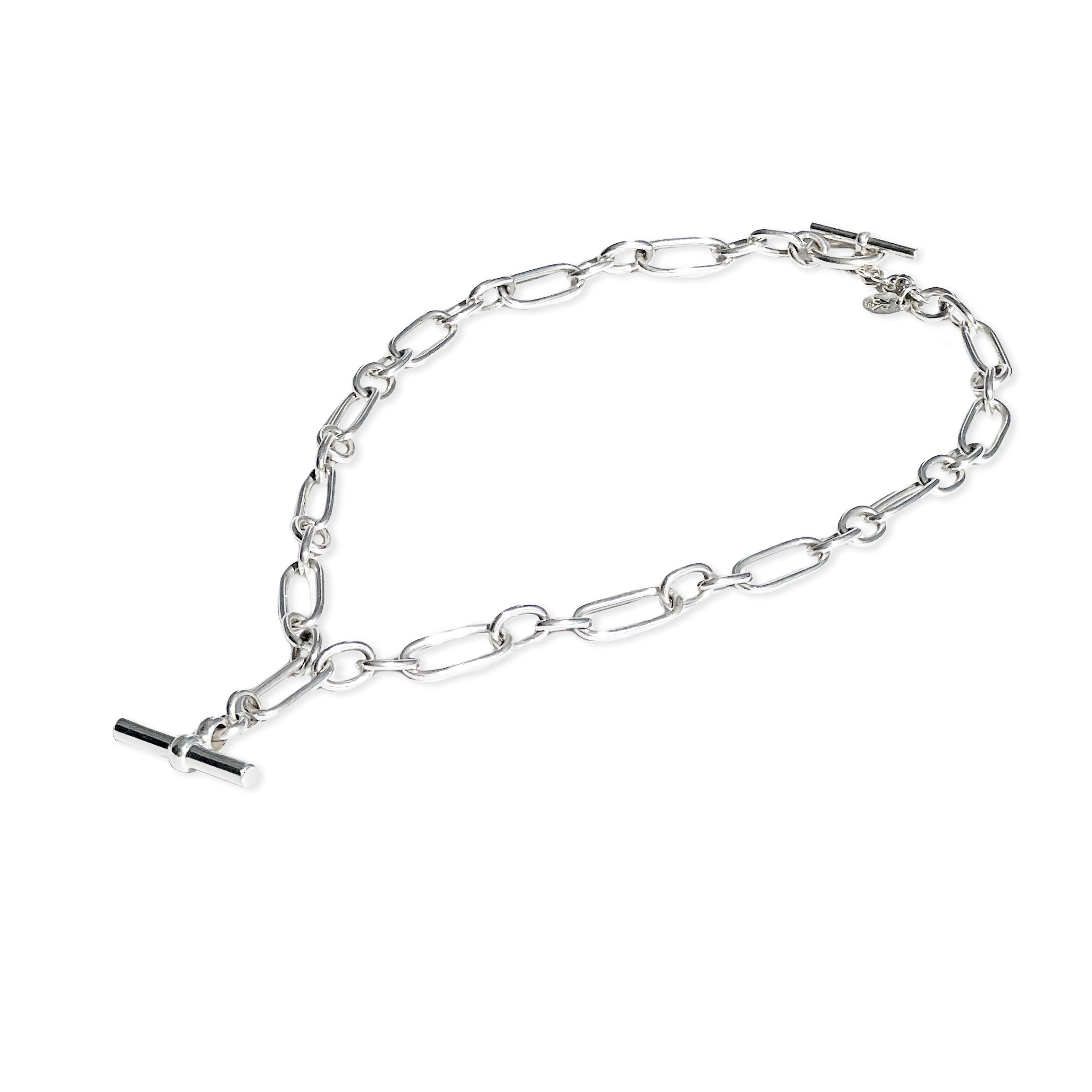 Silver T-Bar Link Chain Necklace