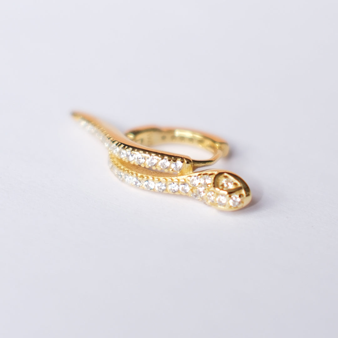 Snake Diamanté Huggie Gold