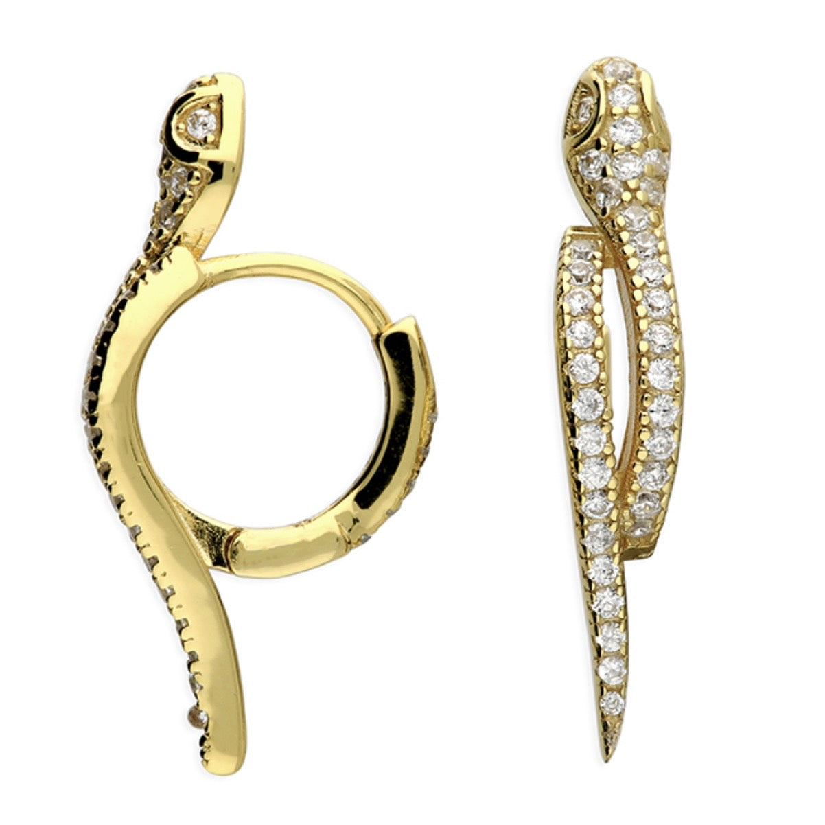Snake Diamanté Huggie Gold