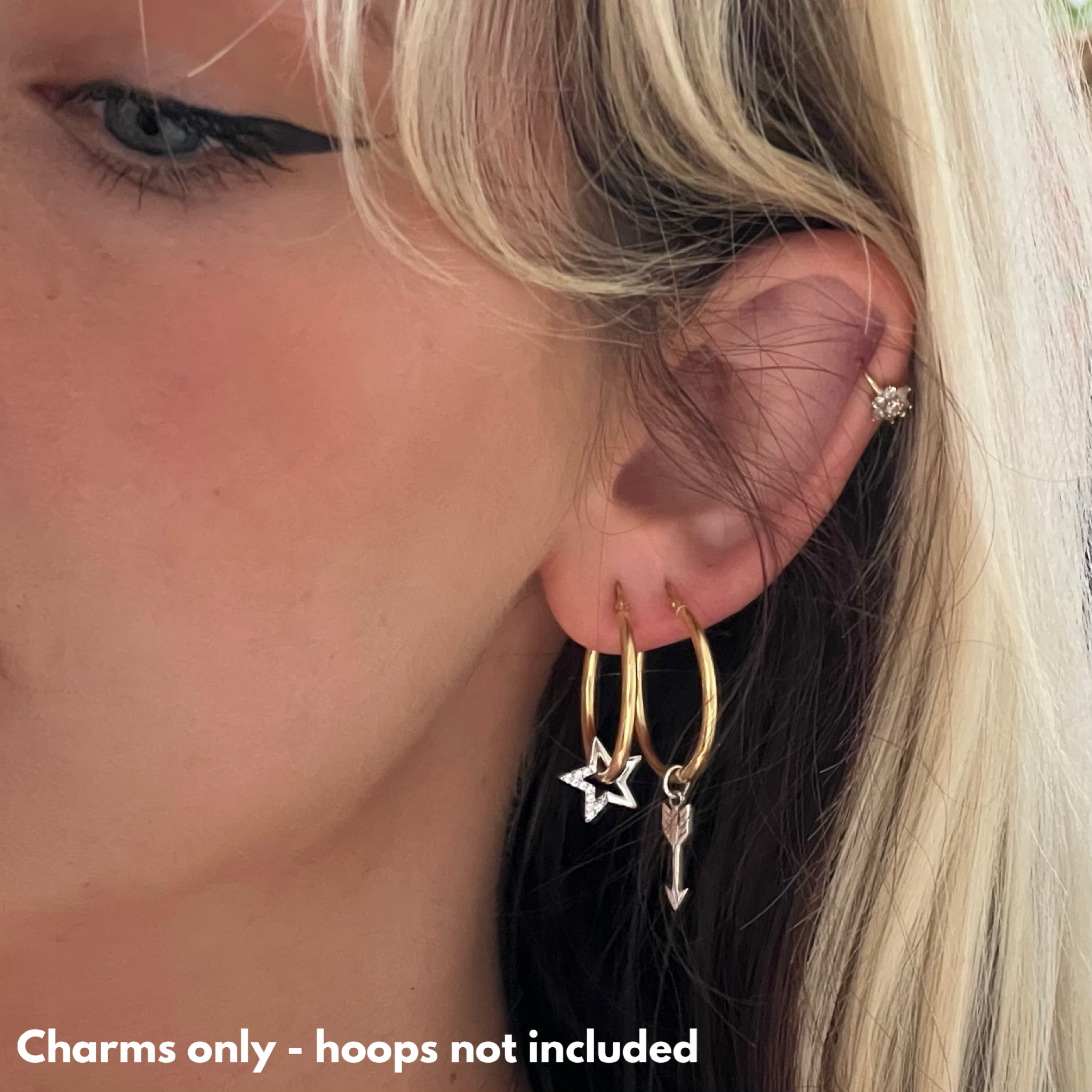 Small Hoop Charm set - Silver Star Struck