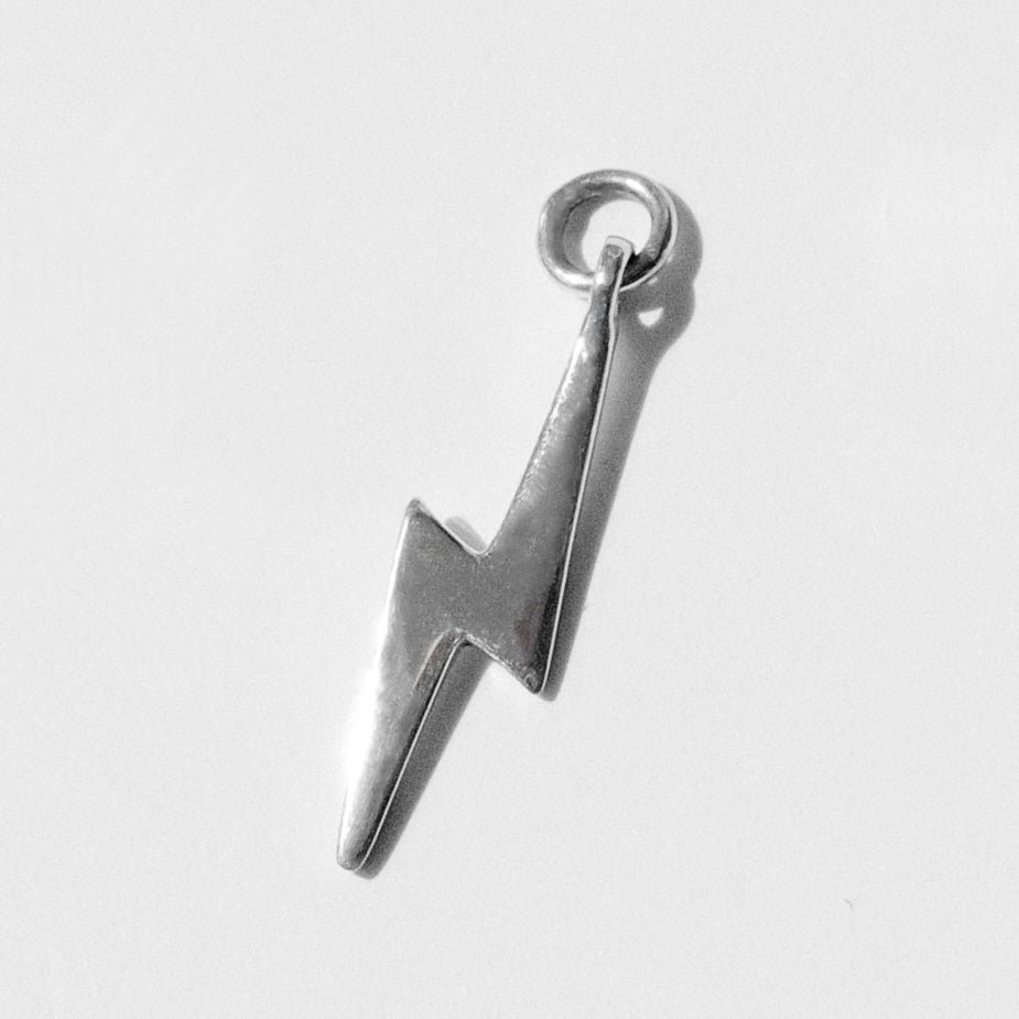Small Hoop Charm - Lightening Bolt silver