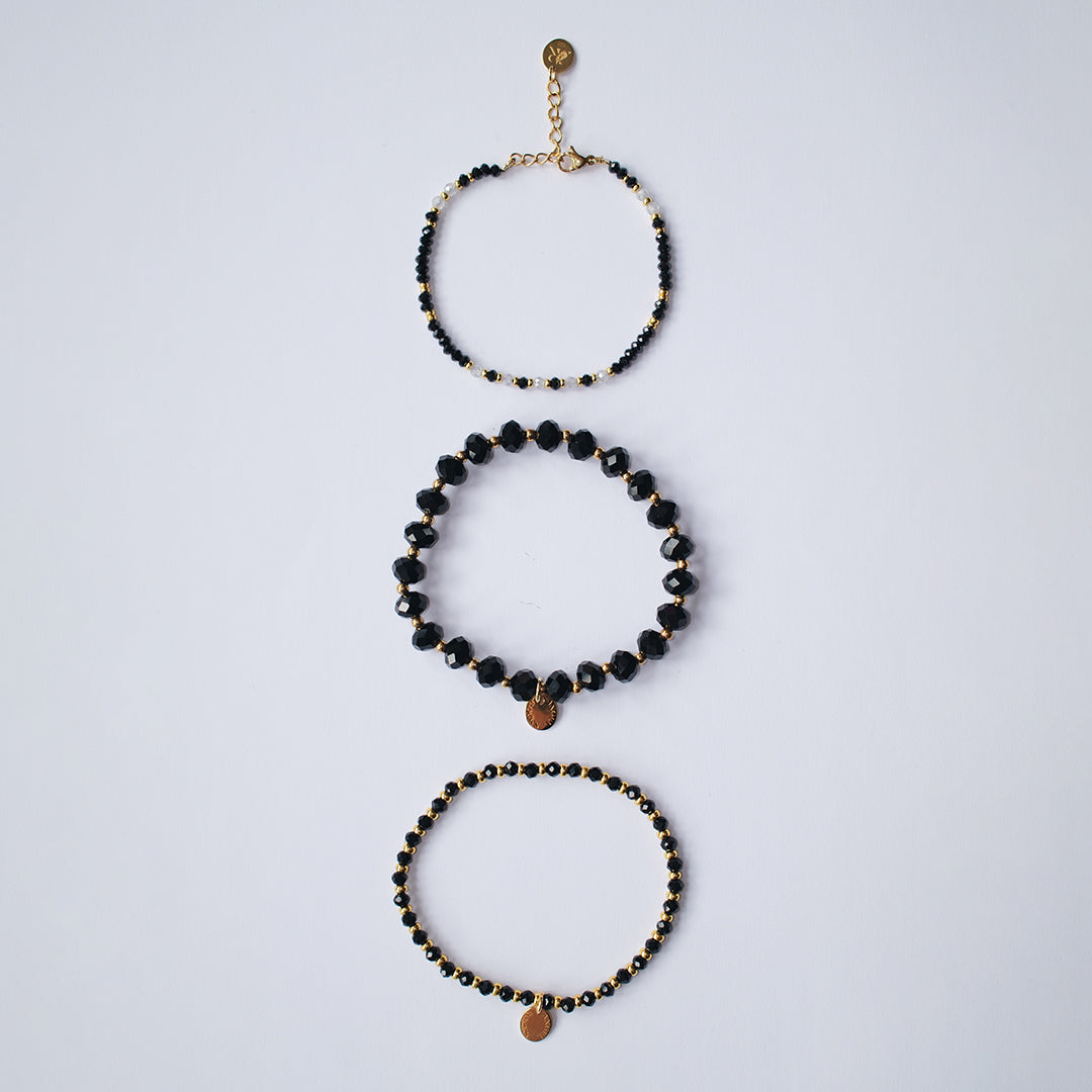 Eclipse Stretch Bracelet - Black & Gold