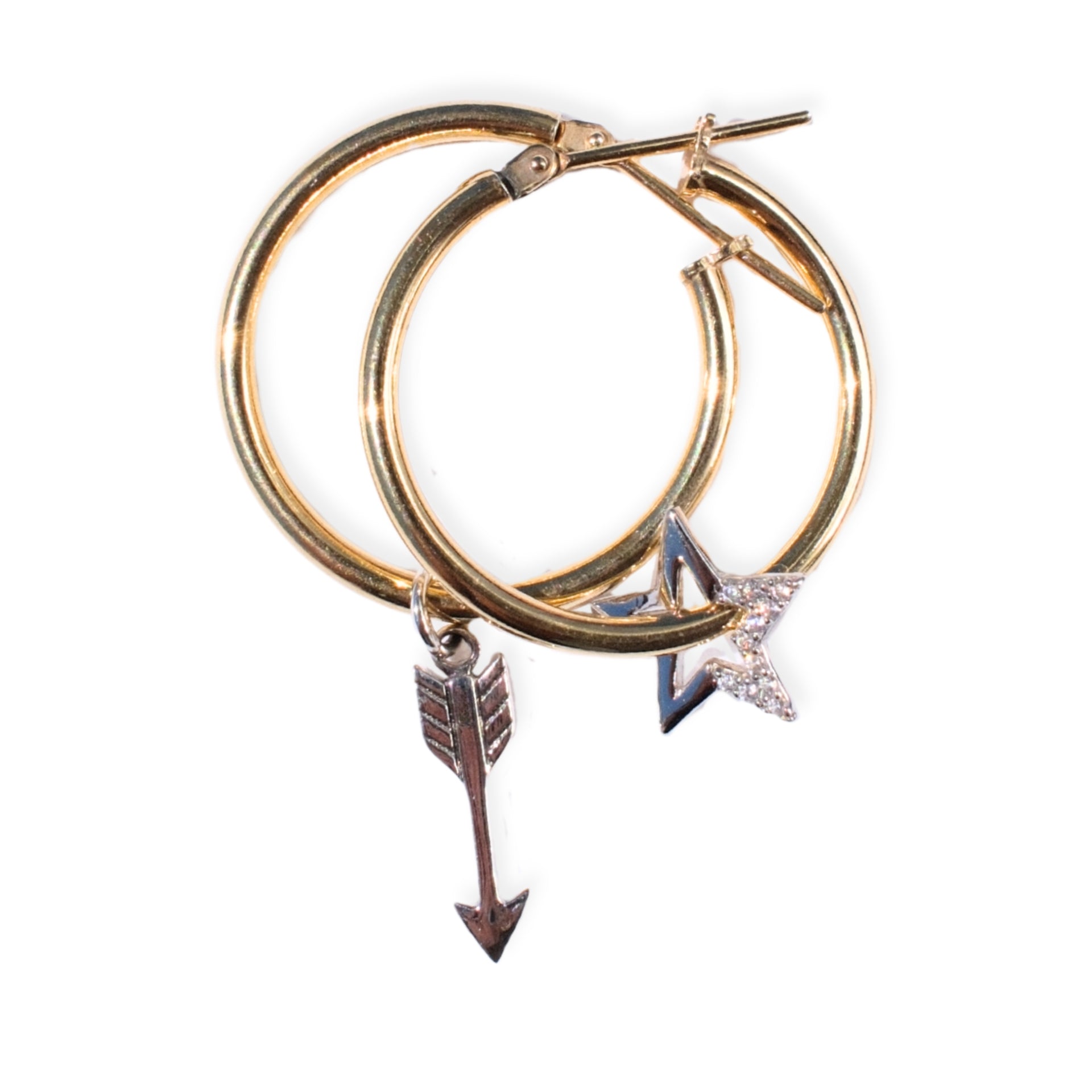 Small Hoops Gold Star Struck silver charms