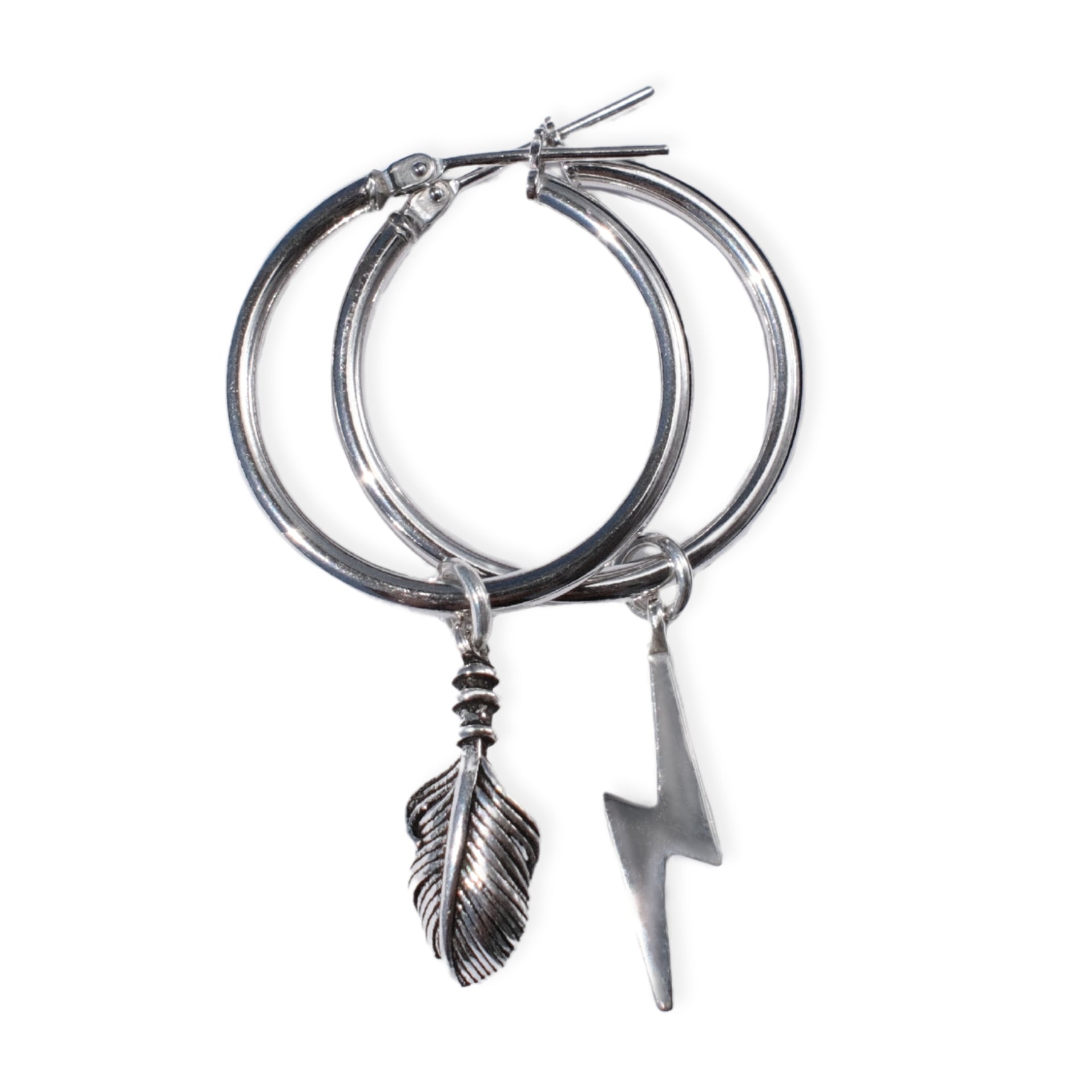 Small Hoops - ‘Feather & Bolt’