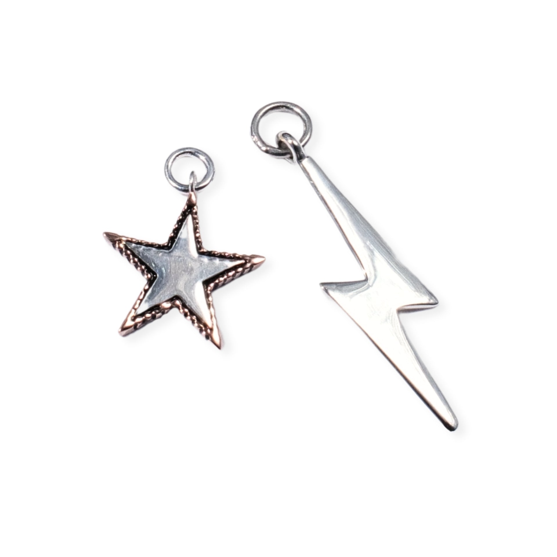 Large Hoop Charm set - Bowie silver & rose gold