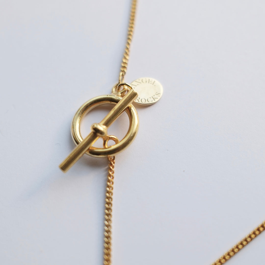 Gold T-Bar Fine Chain Necklace