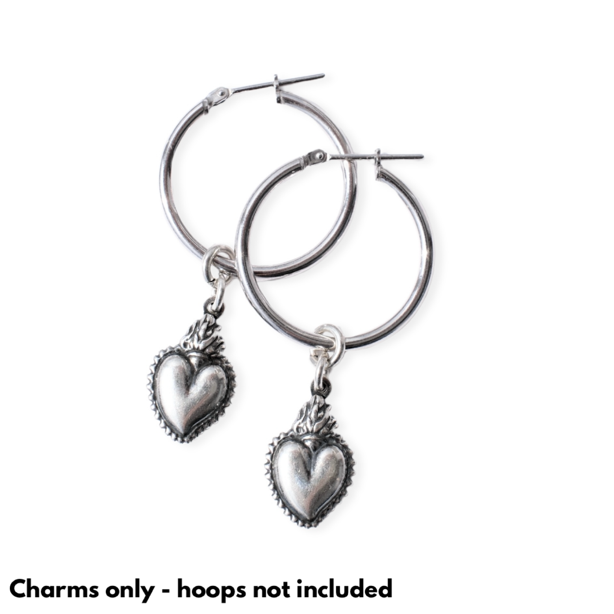 Small Hoop Charm - Flaming heart