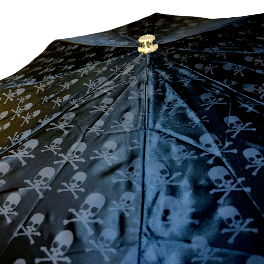 Black Diamante skulls print folding umbrella