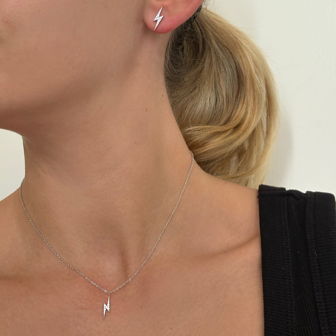 Tiny Diamanté Lightning Bolt necklace