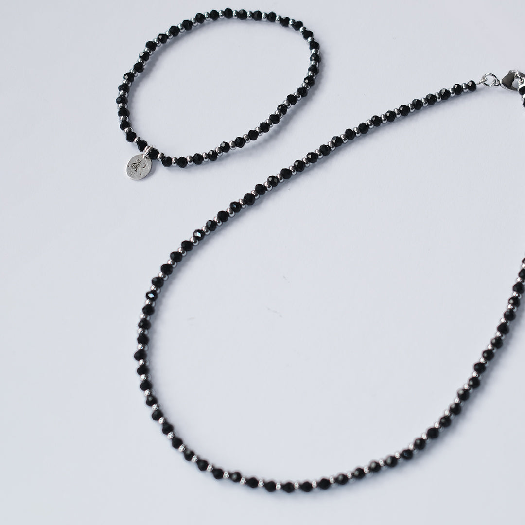 Eclipse Stretch Bracelet - Black & Silver