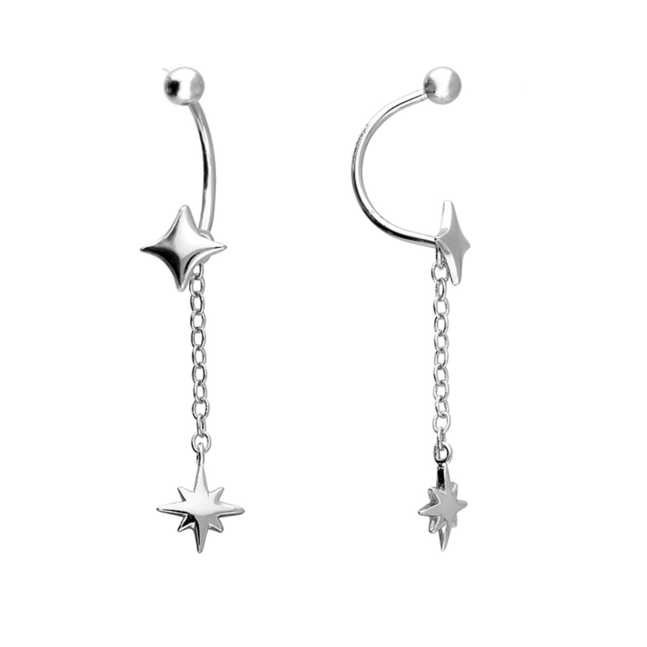 Silver Celestial Barbell earrings