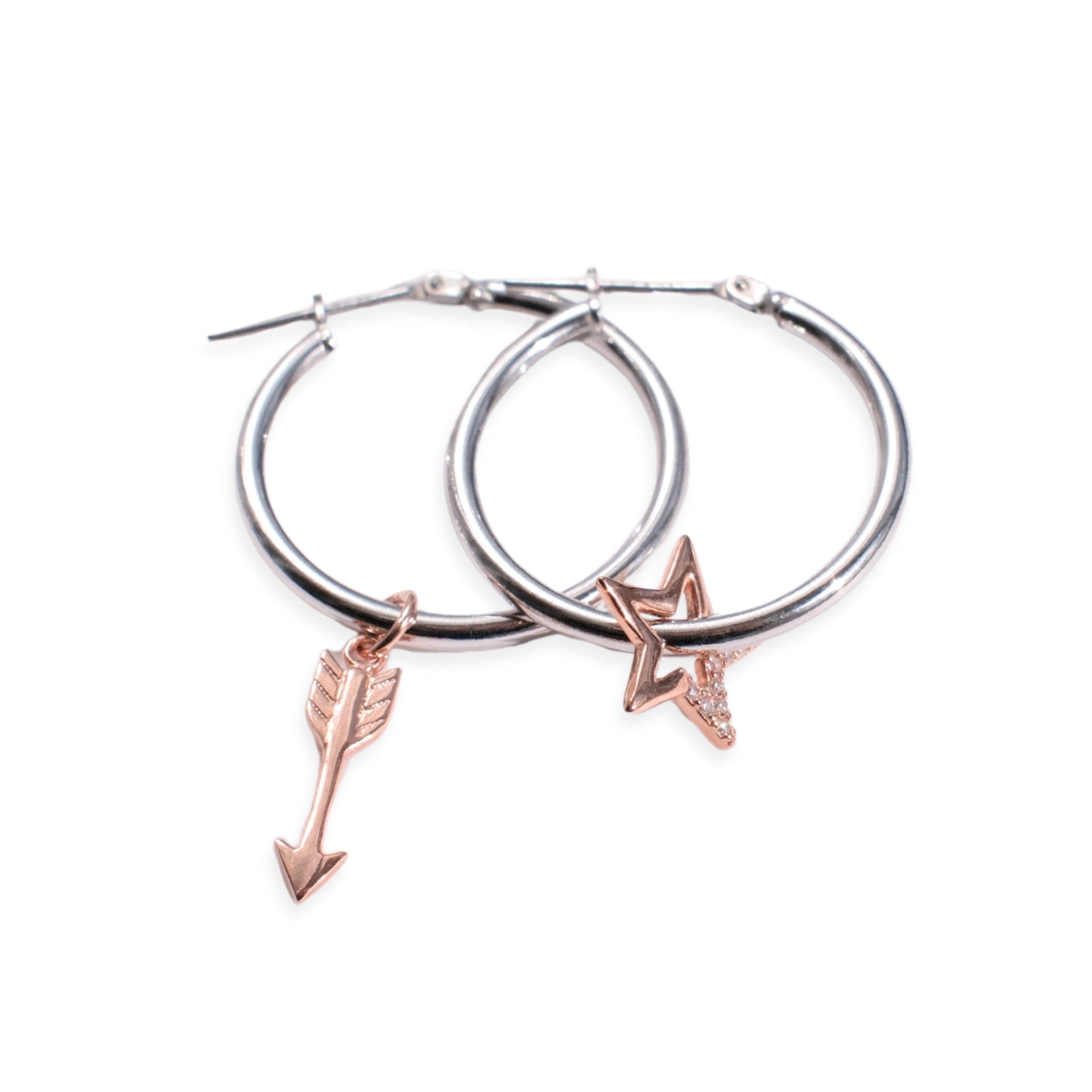 Small Hoops Silver - ‘Star Struck rose gold’