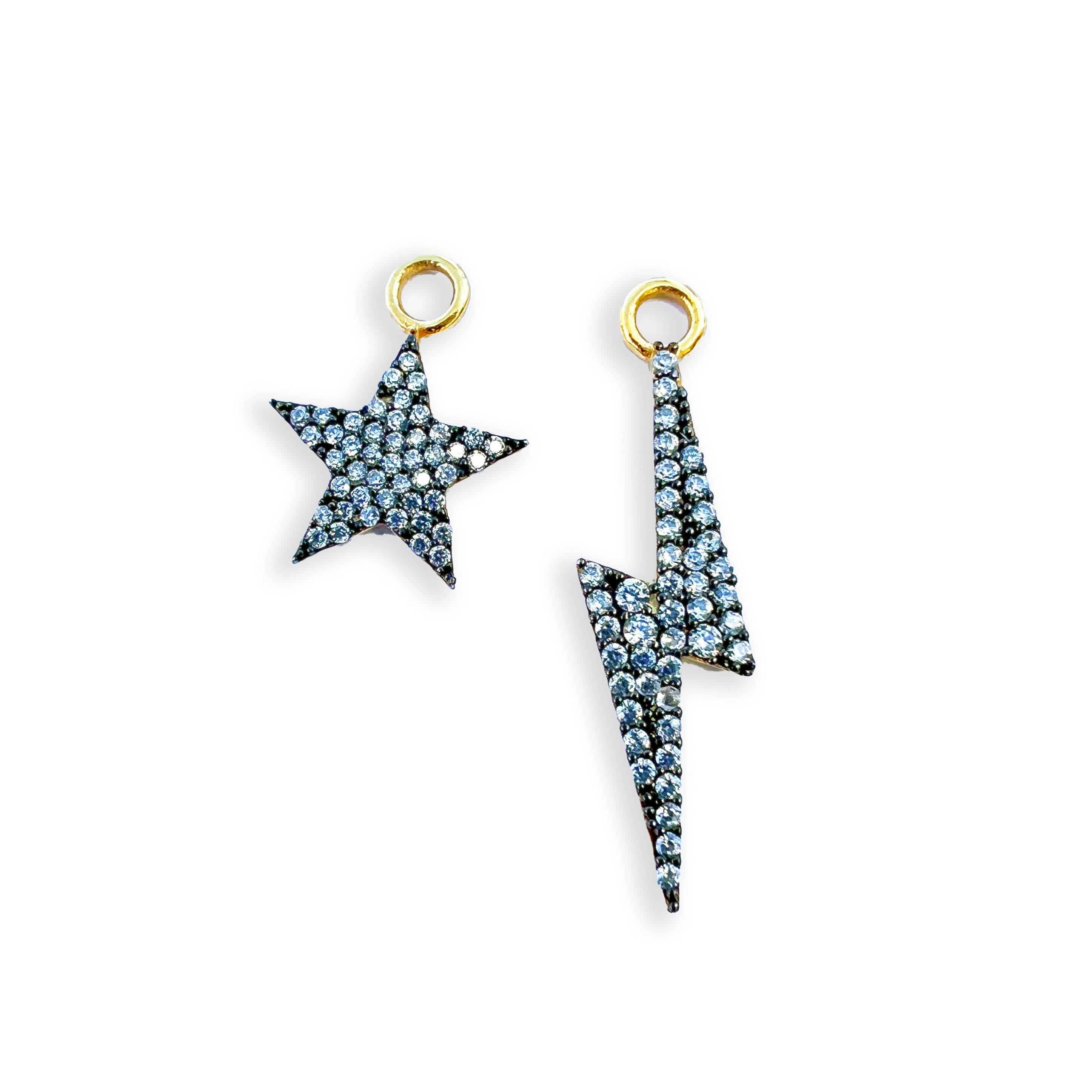 Large Hoop Charms - Cosmic Grey diamanté