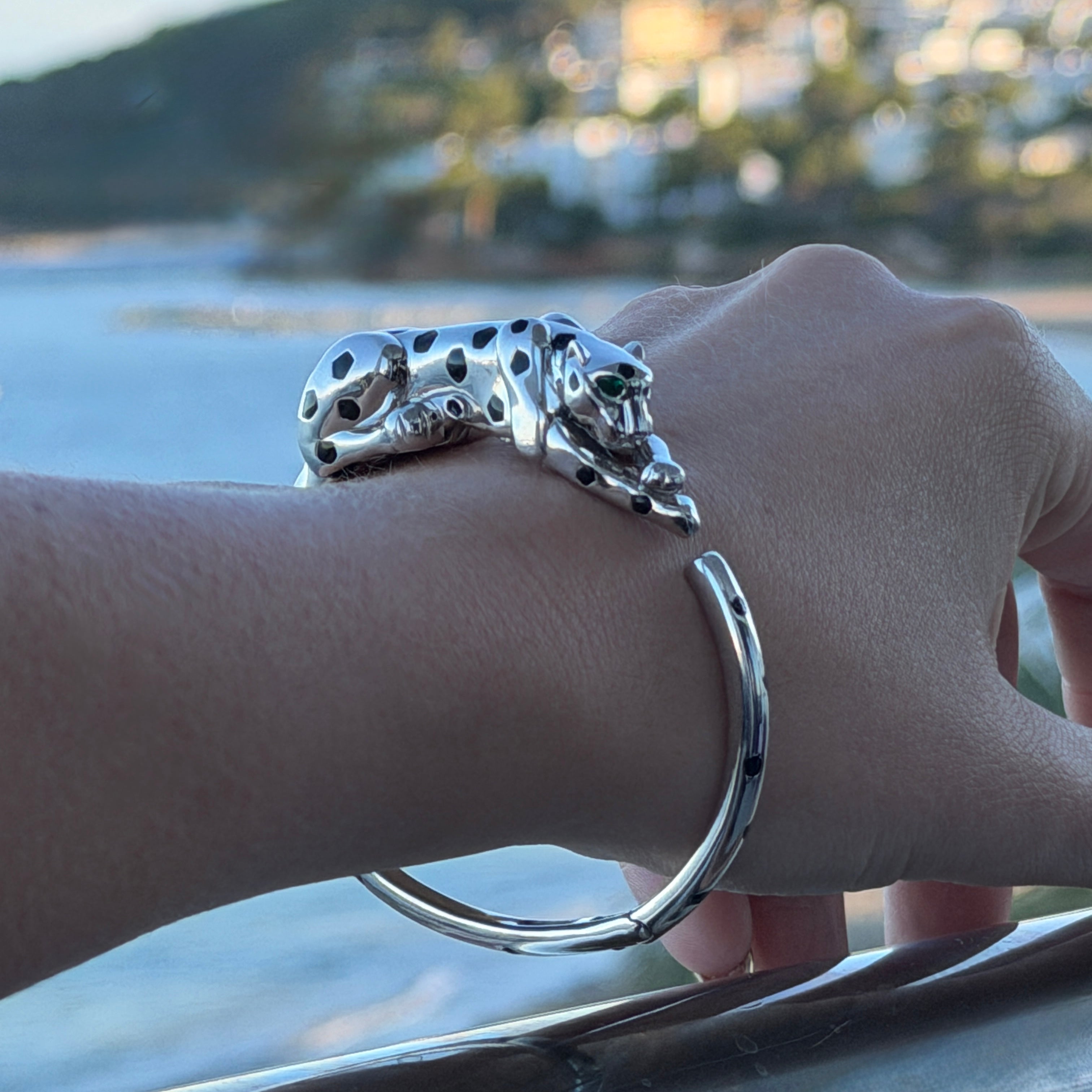 Leopard Love silver bangle