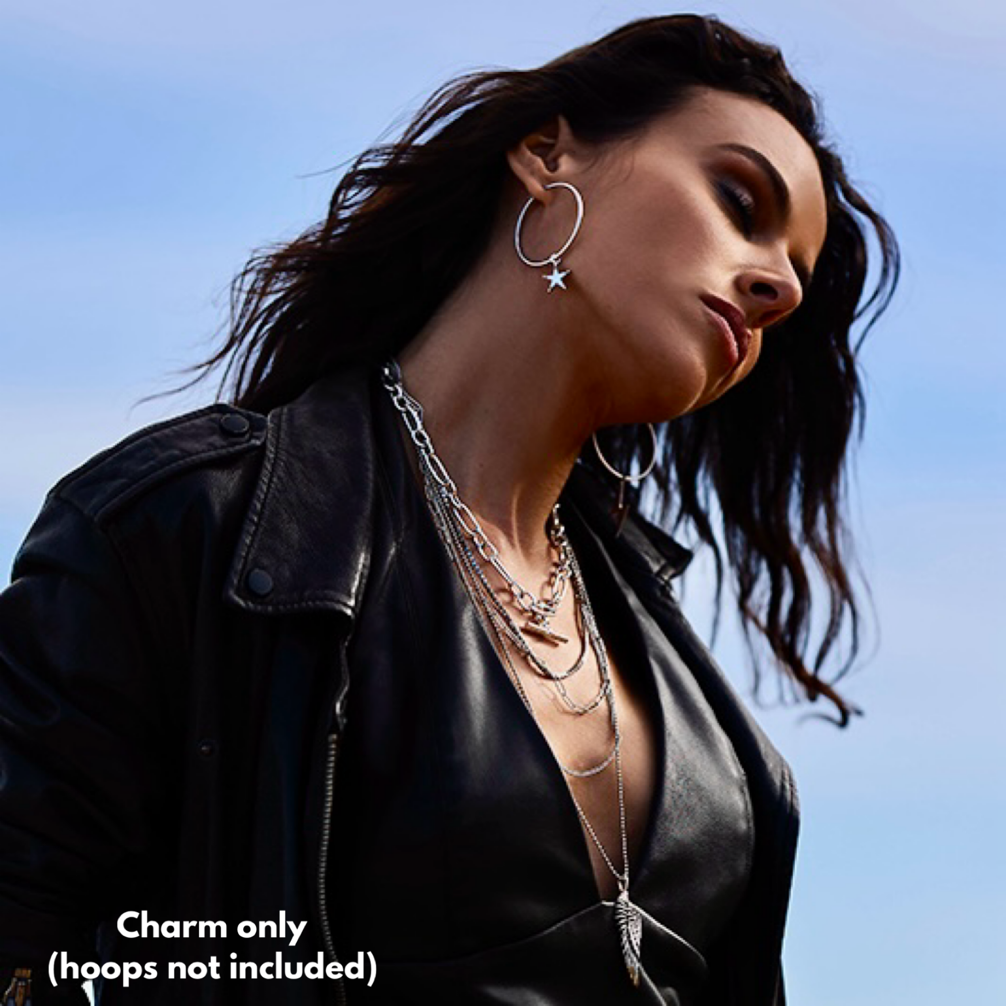 Large Hoop Charm - Rock Star silver & rose gold