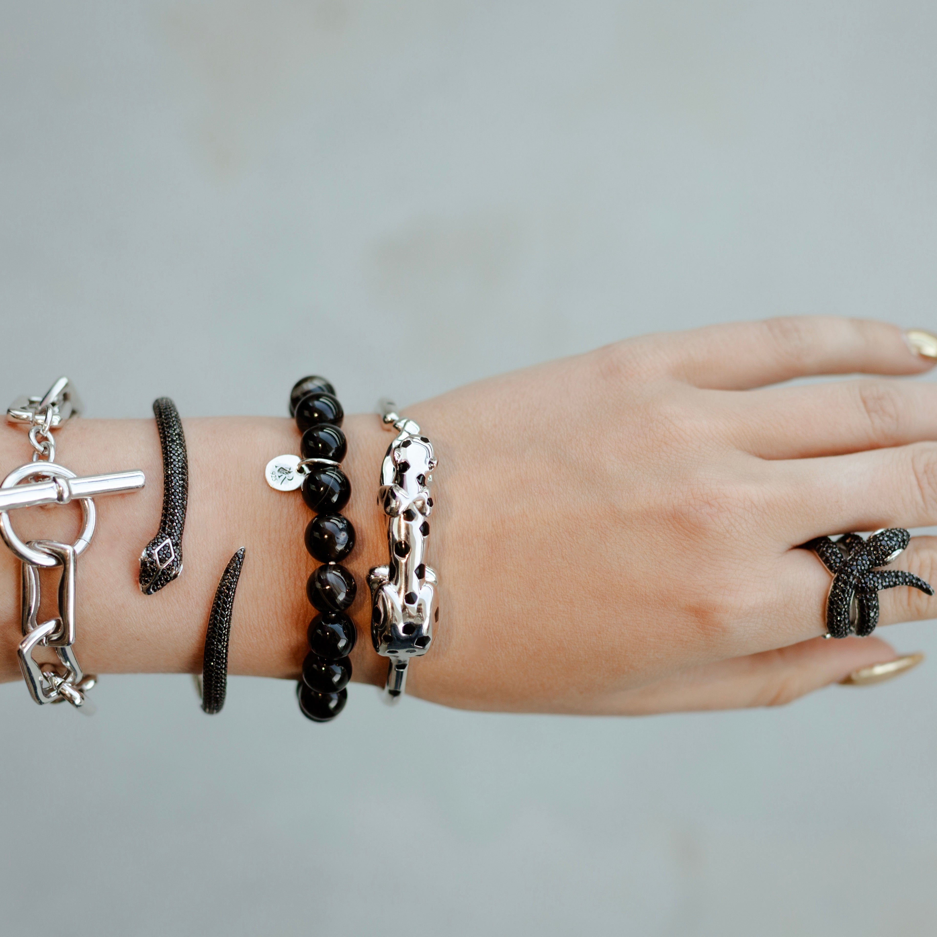 Leopard Love silver bangle