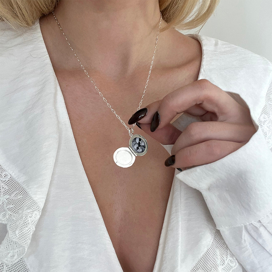 Starburst Locket necklace silver