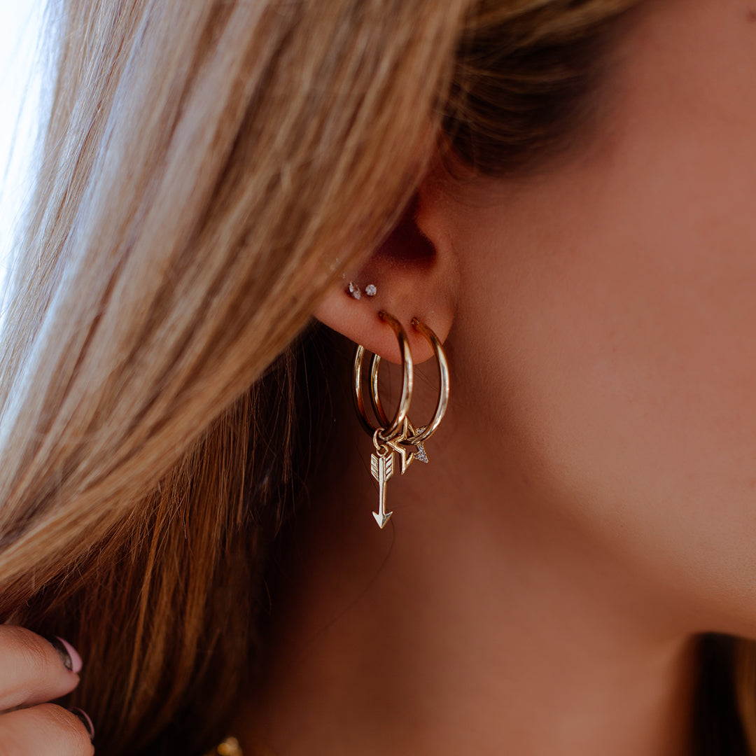 Small Hoops Gold - Star Struck gold charms