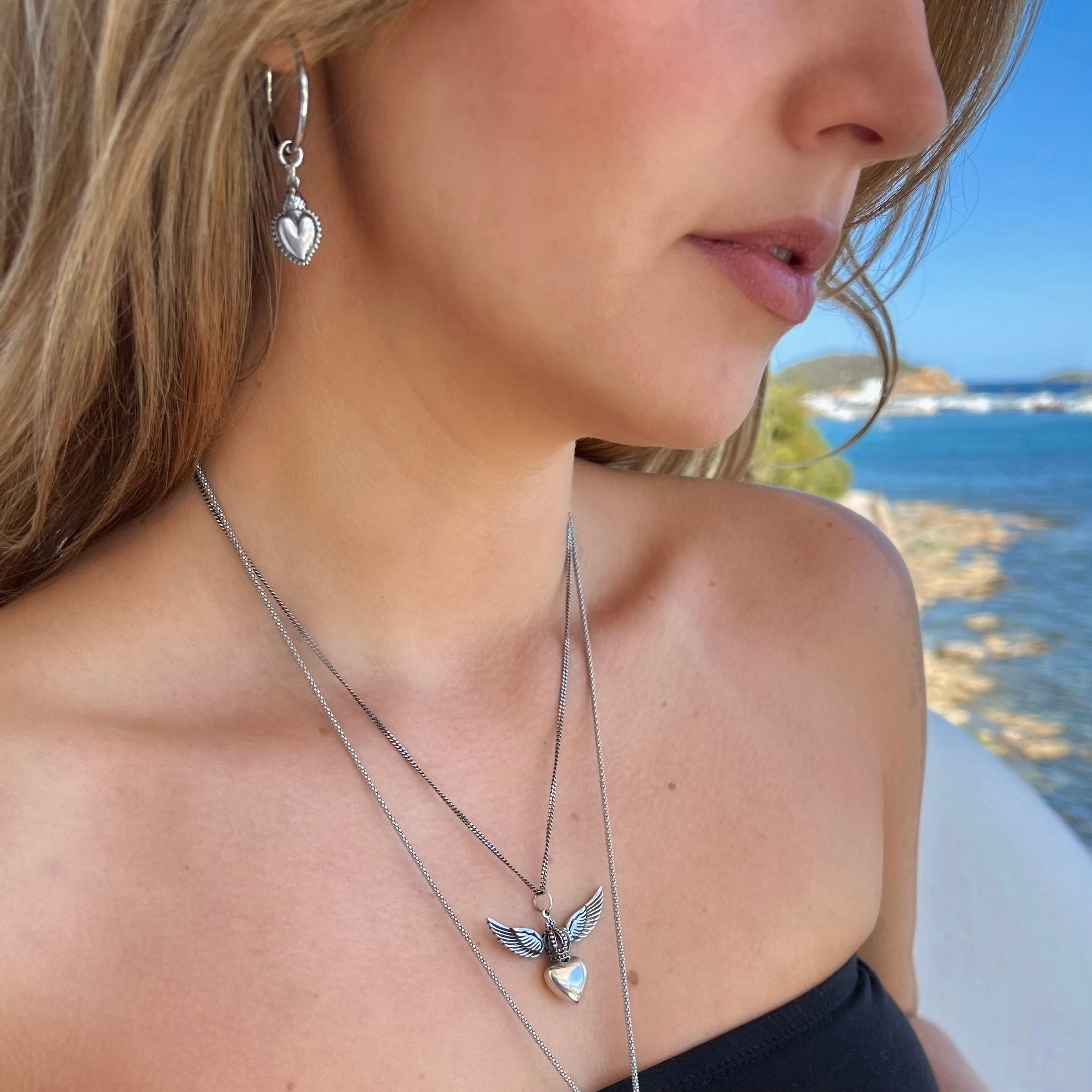 Small Hoop Charm - Flaming heart