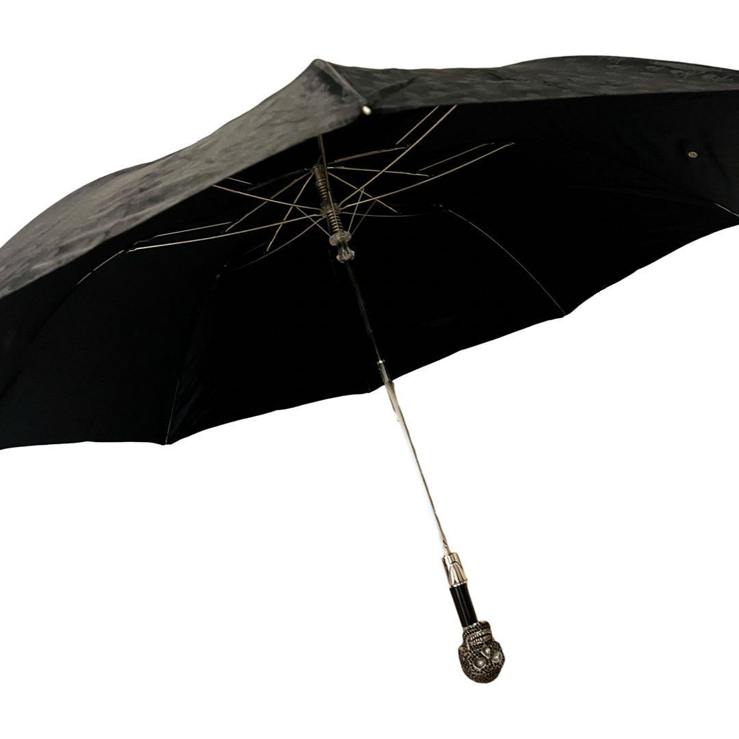 Black Diamante skulls print folding umbrella