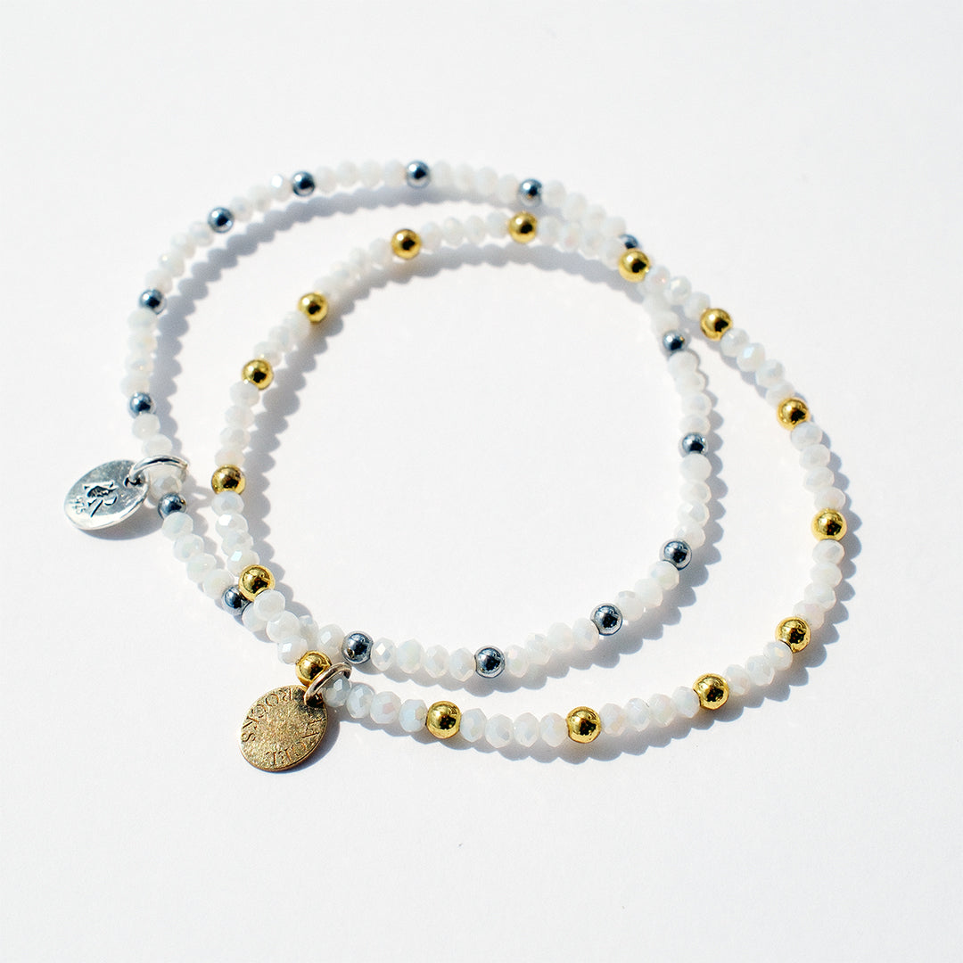 Moonshine Stretch Bracelet - White & Silver