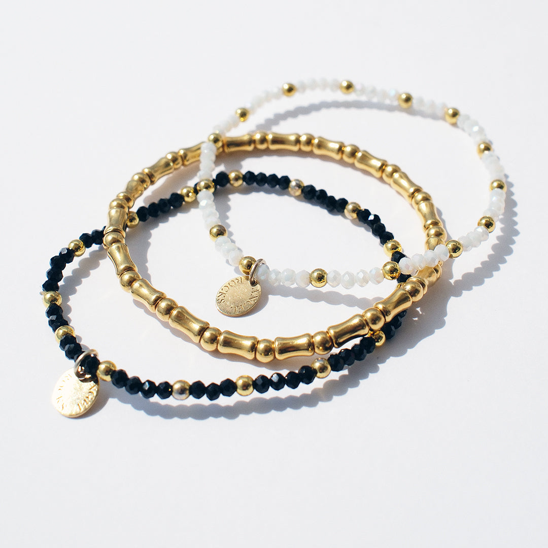 Moonshine Stretch Bracelet - White & Gold