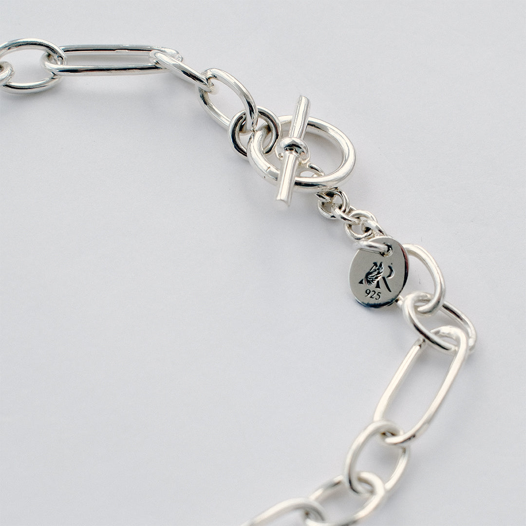 Silver T-Bar Link Chain Necklace