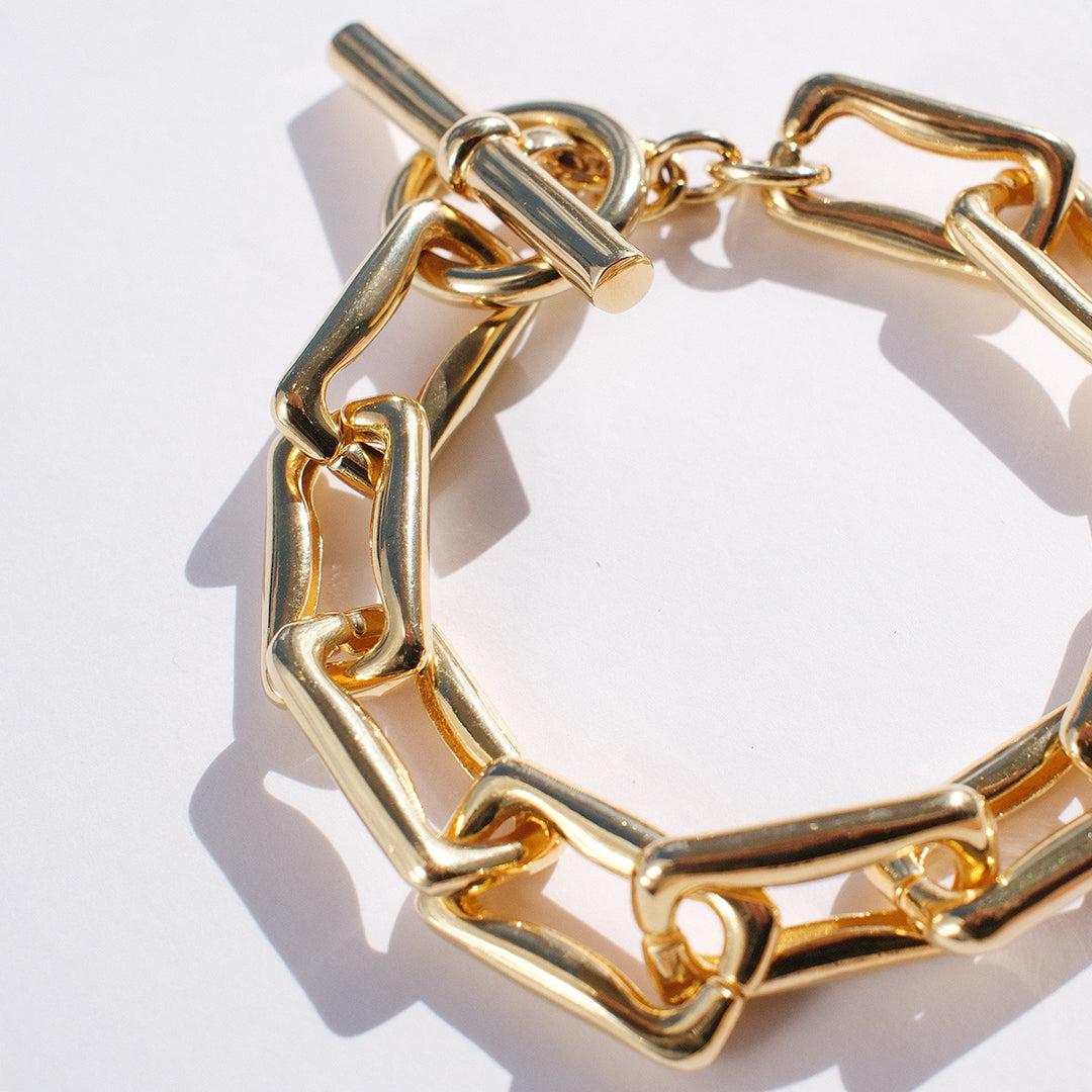 Gothic Chain Link Bracelet Gold