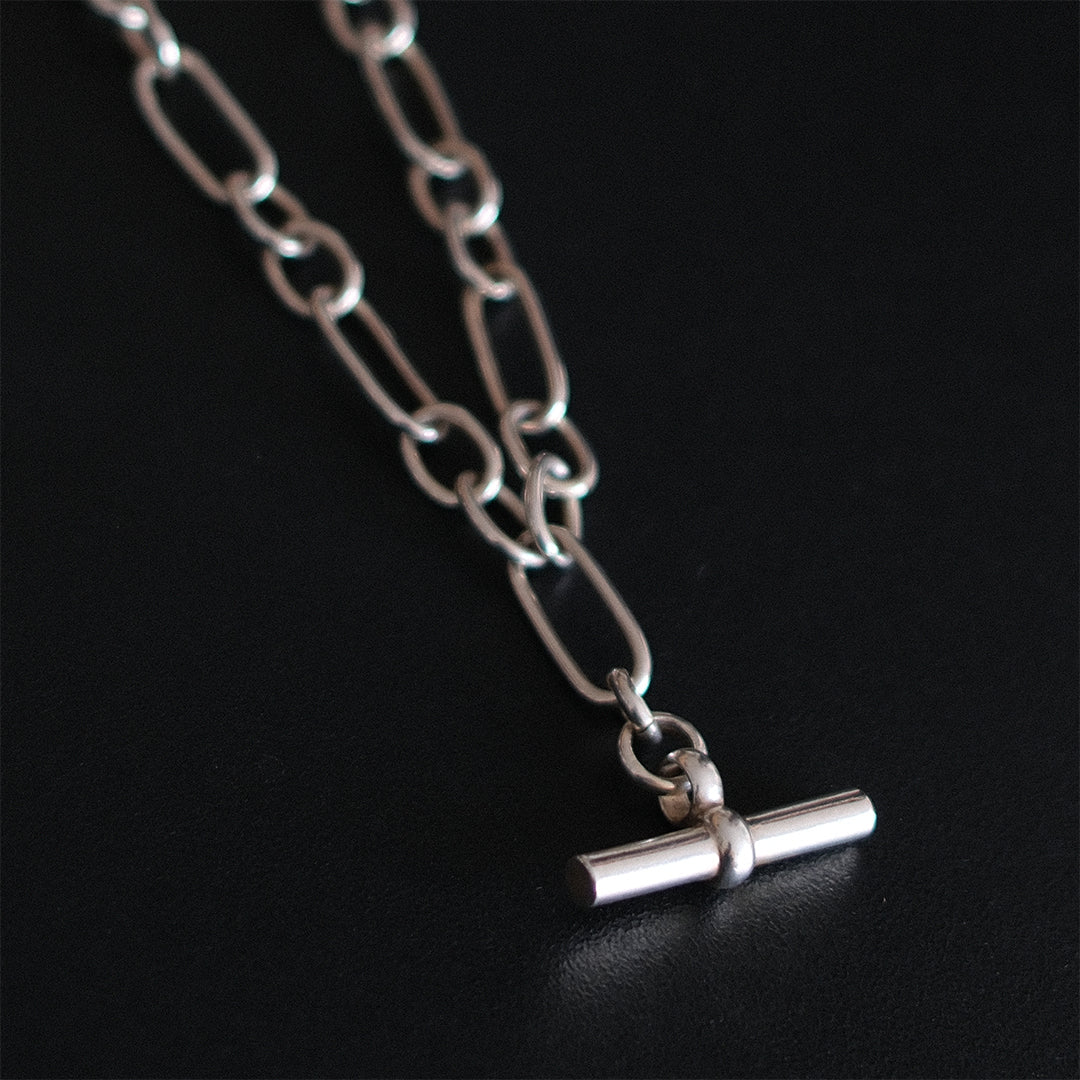 Silver T-Bar Link Chain Necklace
