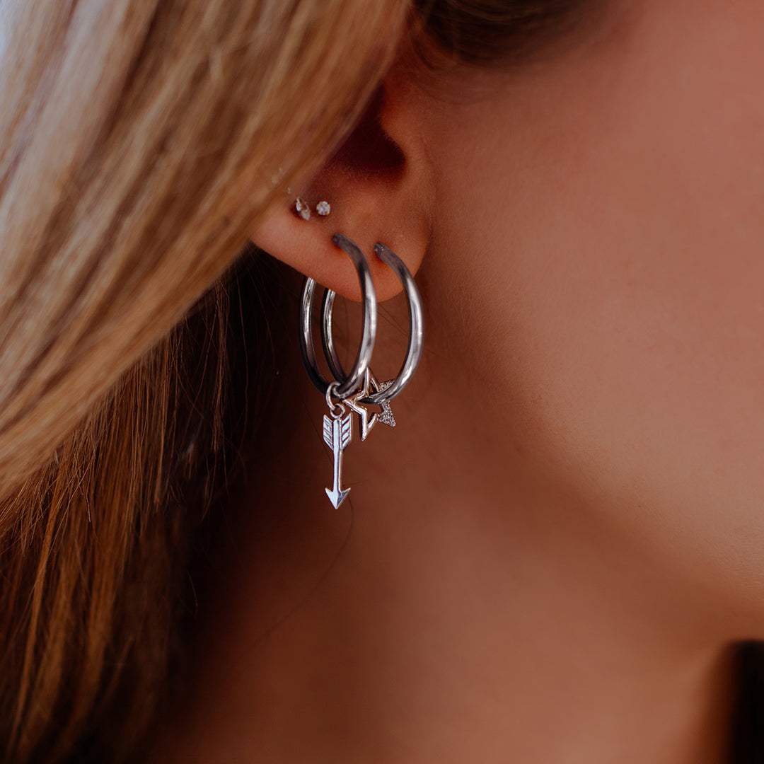 Small Hoops Silver - Star Struck silver charms