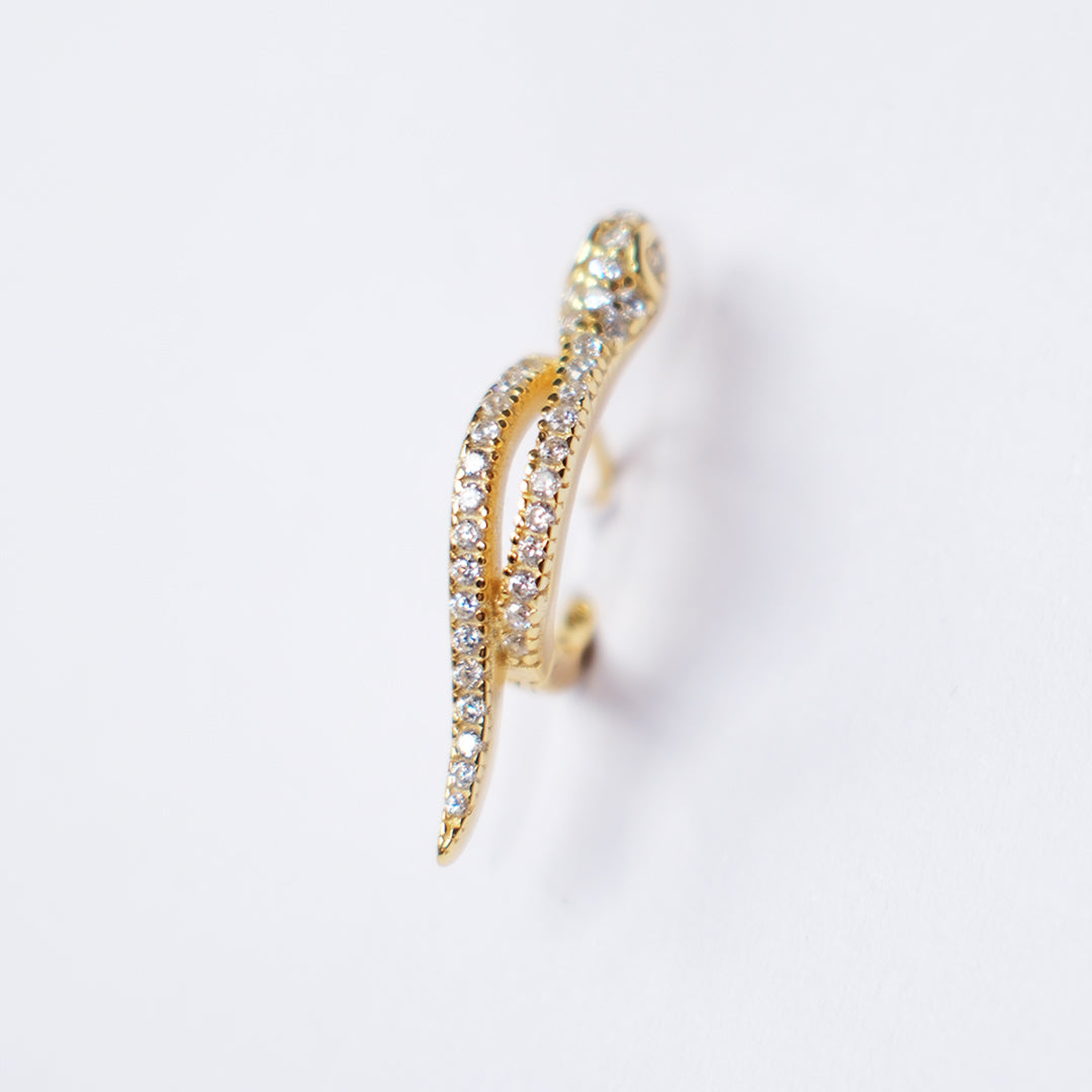 Snake Diamanté Huggie Gold