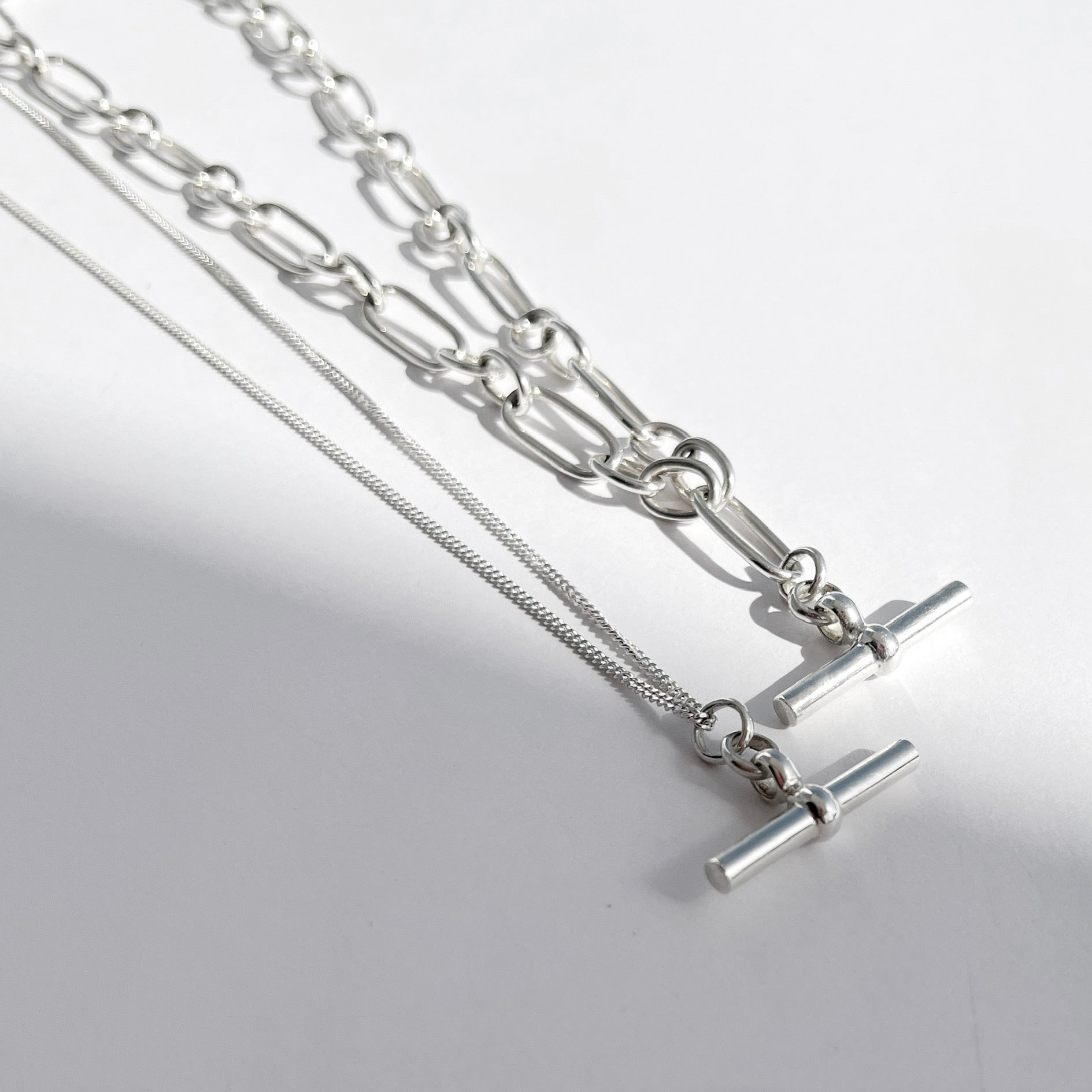 Silver T-Bar Link Chain Necklace