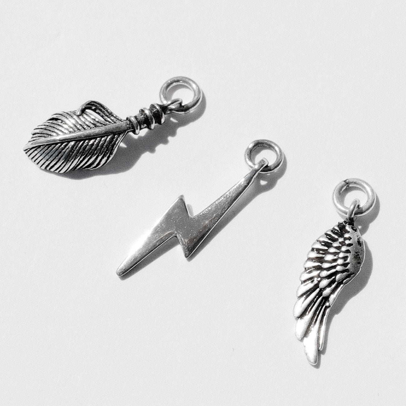 Small Hoop Charm - Lightening Bolt silver