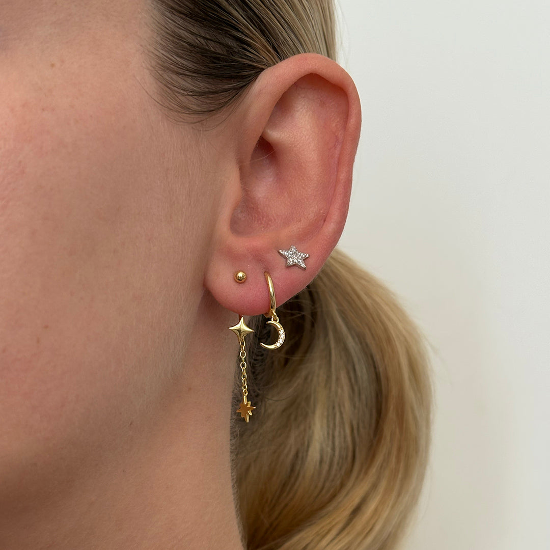 Gold Celestial Barbell earrings