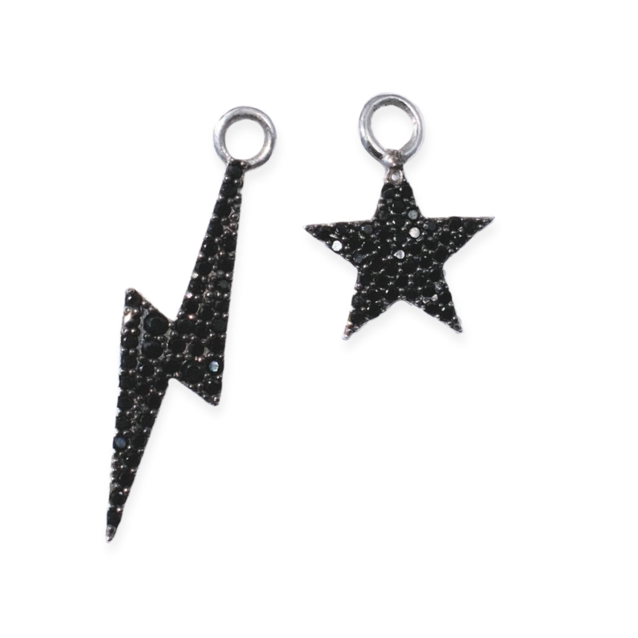 Large Hoop Charms - Midnight Black diamanté
