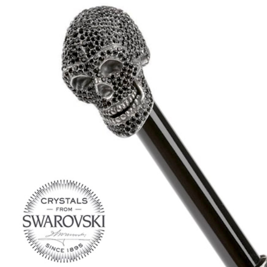 Black Diamante skulls print folding umbrella