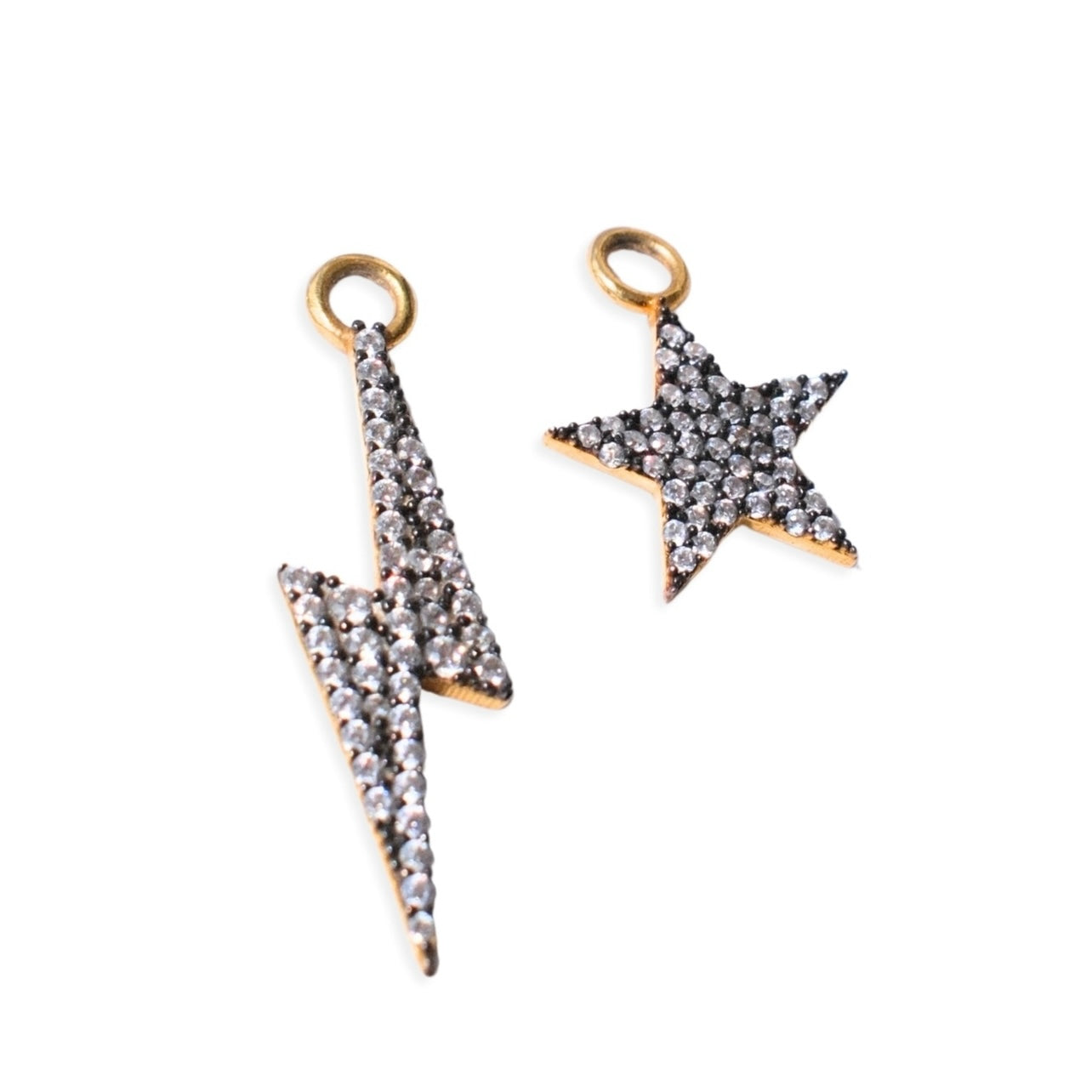 Large Hoop Charms - Cosmic Grey diamanté