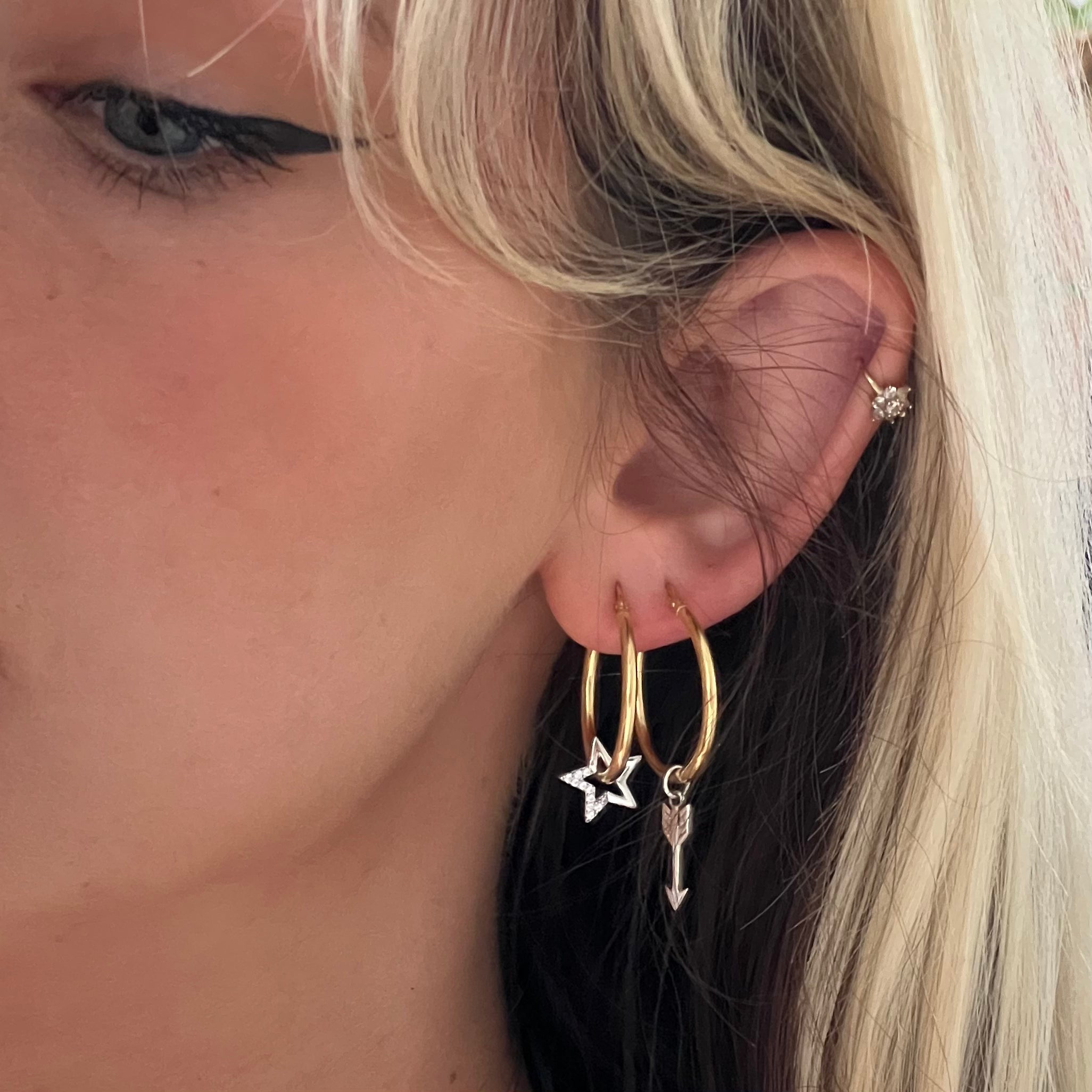 Small Hoops Gold - Star Struck silver charms
