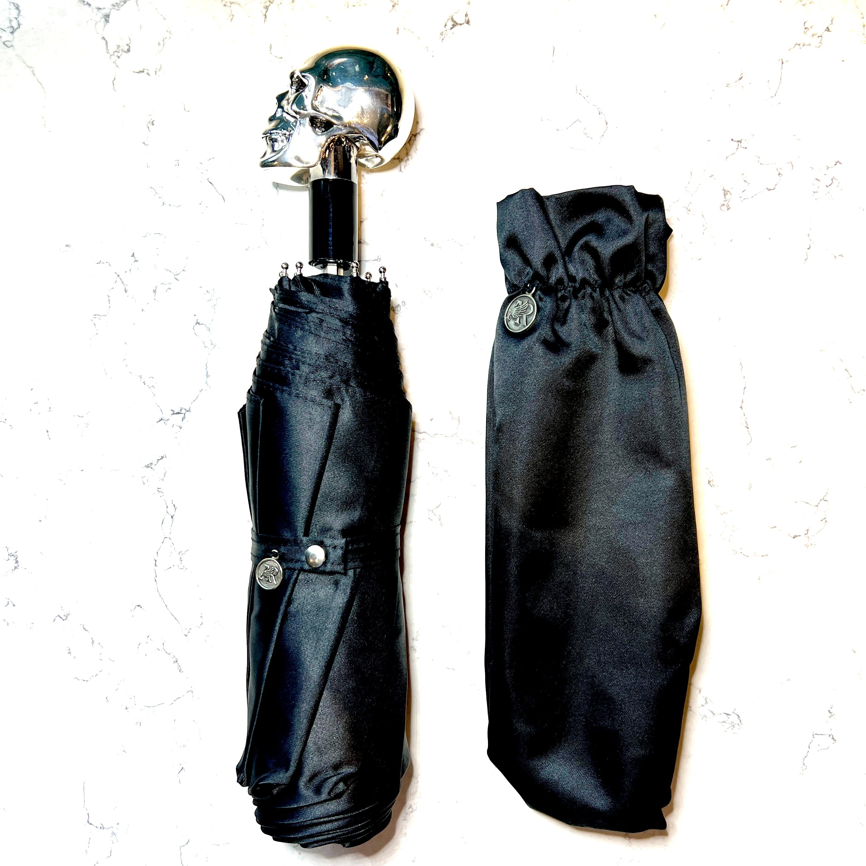 Silver Skull folding umbrella