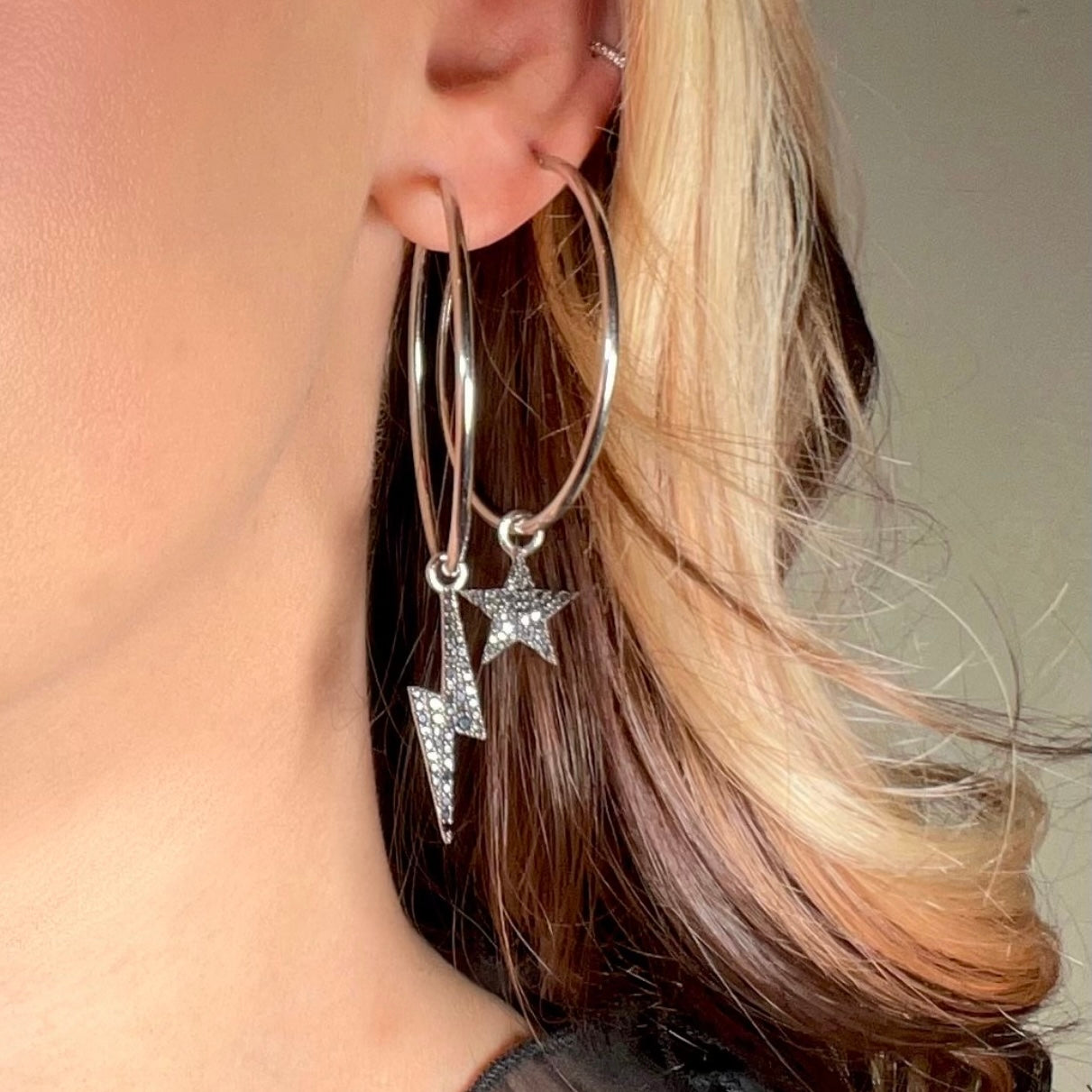 Bowie Hoops Silver - ‘Midnight Black’